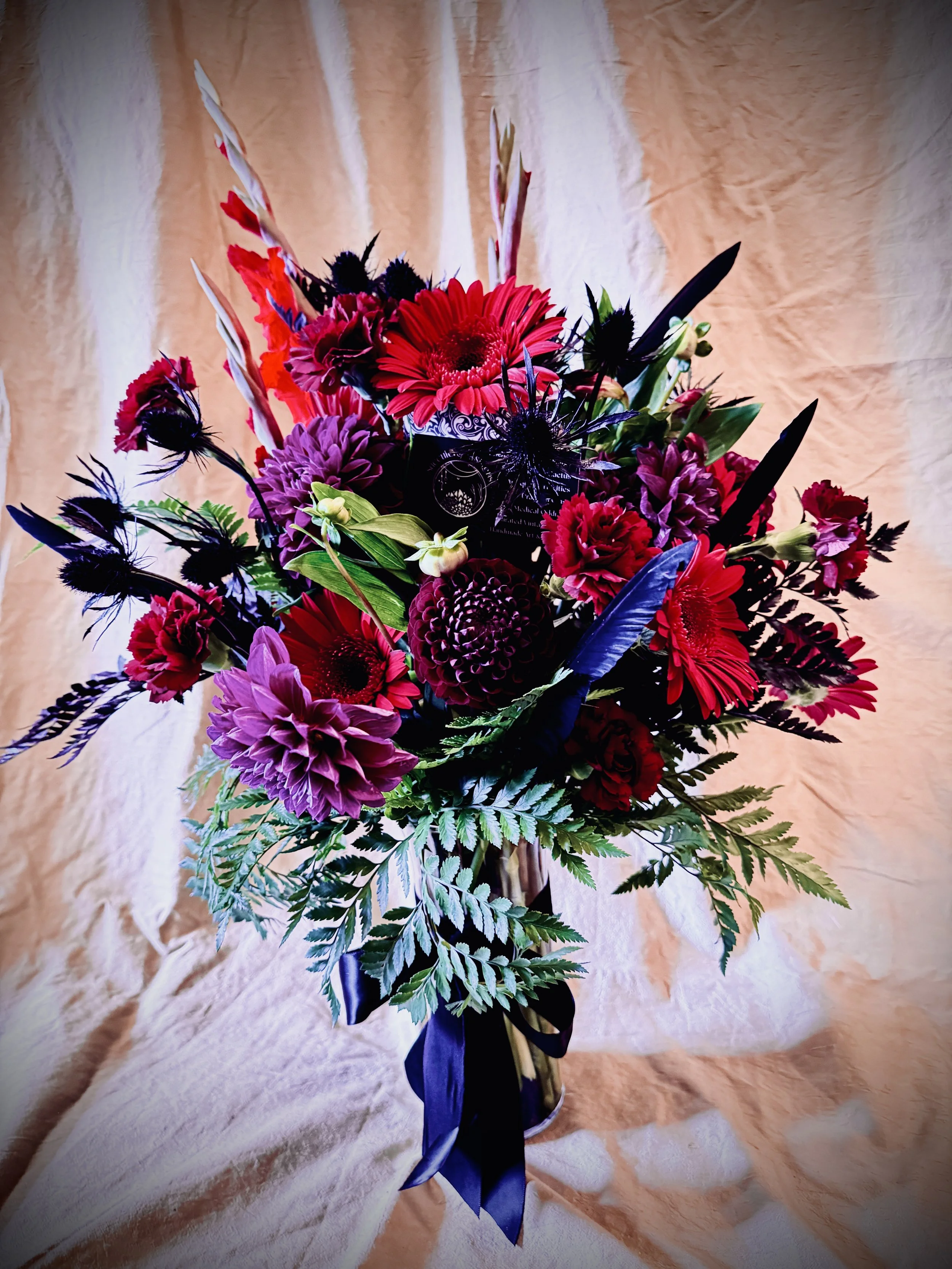Medium bouquet dark romance mums gerber daisies