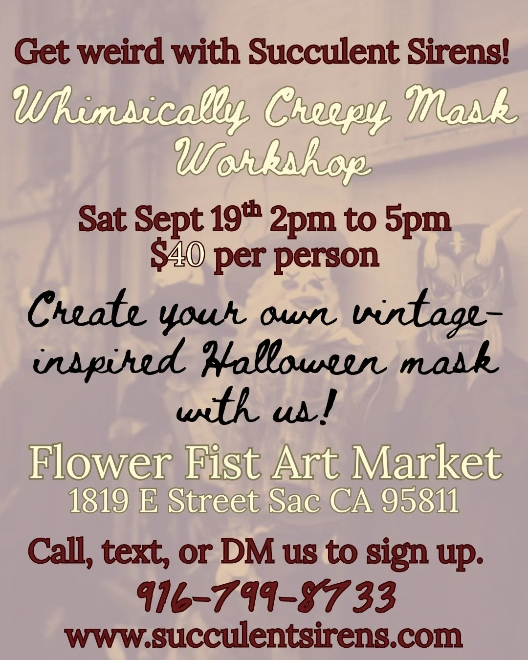 Make, create, vintage, antique, creepy, whimsical, whimsy, Halloween, masks