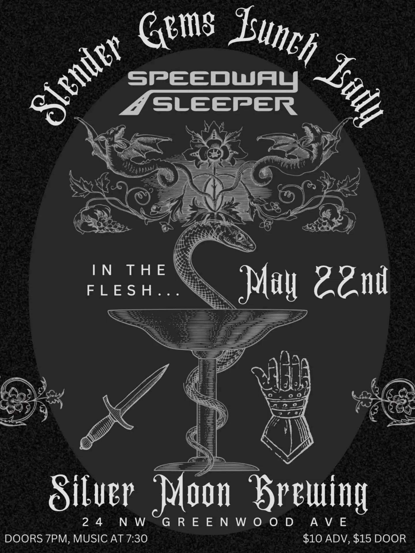 Don't miss out on this show! Us, fellow local boys @__lunchlady__ and PDX crushers @slendergems. See you at @silvermoonbrewing May 22nd!
