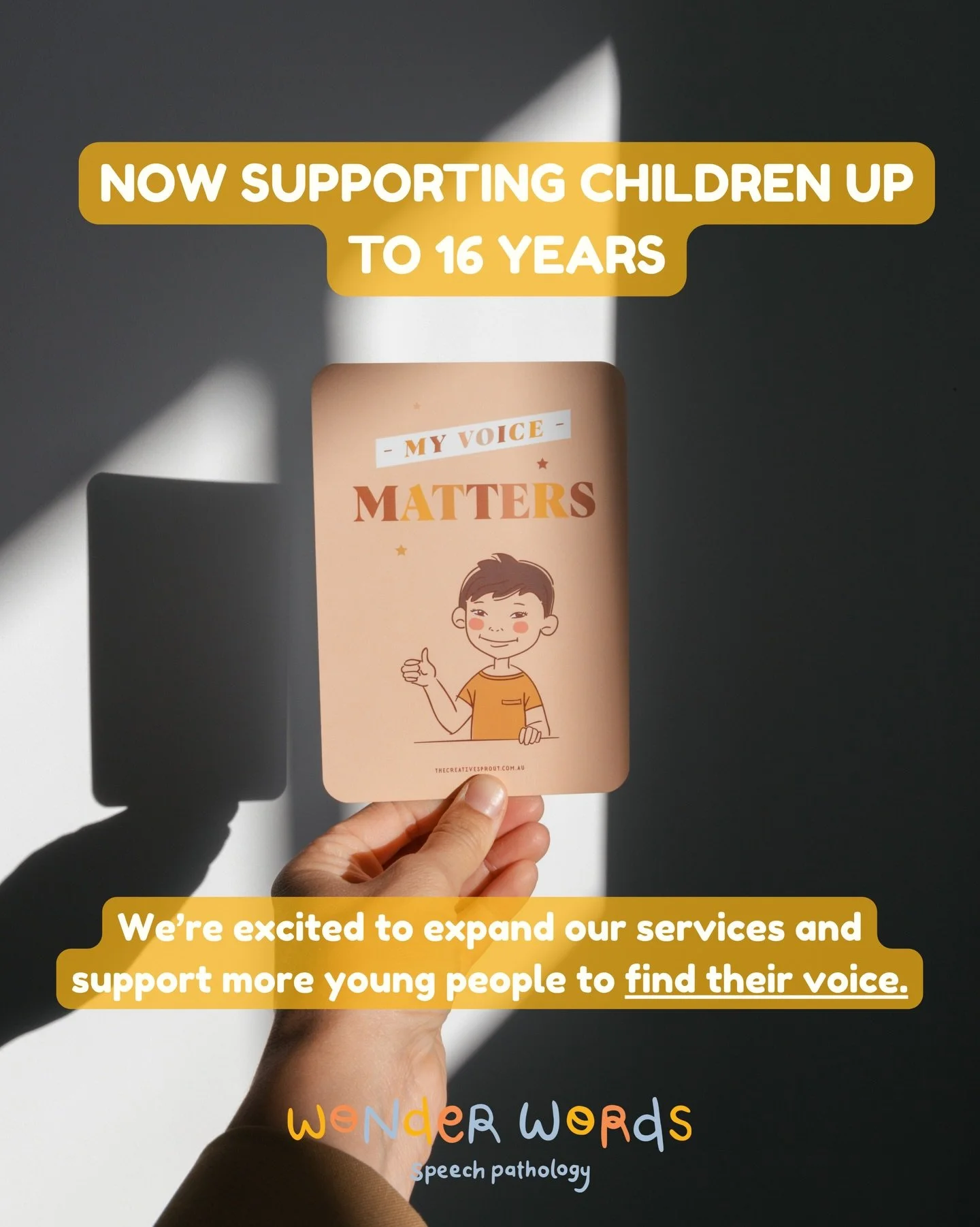Exciting update from Wonder Words!🚨

We&rsquo;re pleased to share that Wonder Words Speech Pathology now supports children and young people up to 16 years of age.

As children grow, new challenges and opportunities emerge &hellip; from navigating fr