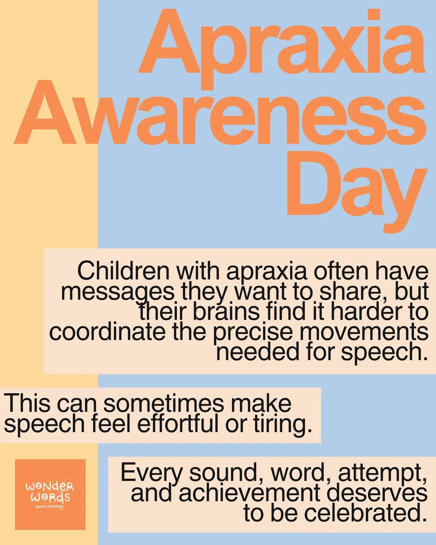 Today, we recognise and support children and families impacted by Childhood Apraxia of Speech (CAS). CAS is a motor speech disorder that affects a child&rsquo;s ability to plan and coordinate the movements needed for speech.

Children with apraxia of
