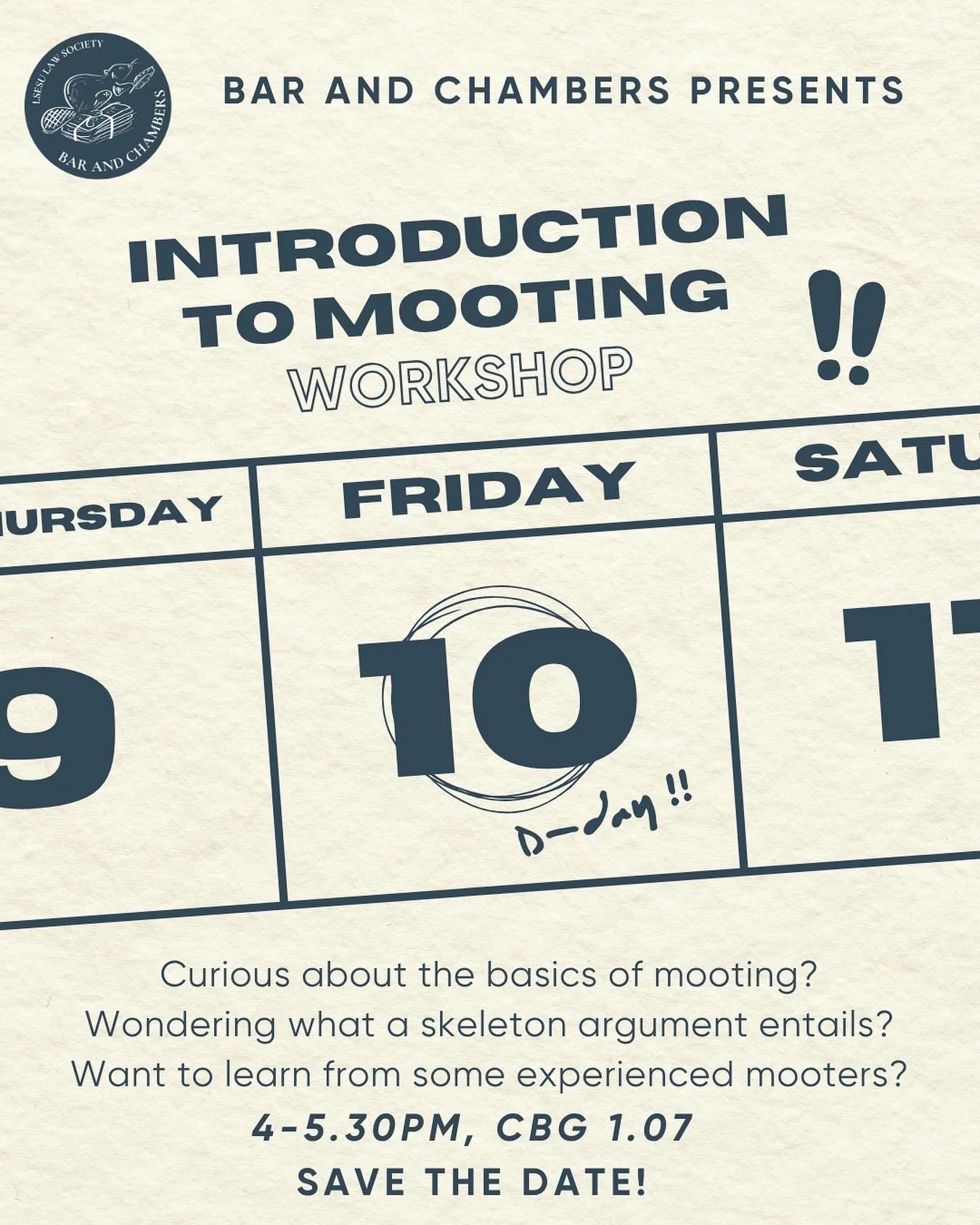 SAVE THE DATE π 
B&C is hosting our first workshop of the academic year! 
Hosted by our Mistresses of the Moots as well as a special guest currently on the Jess Up team, this is a workshop you won’t want to miss π 
We’ll be sharin