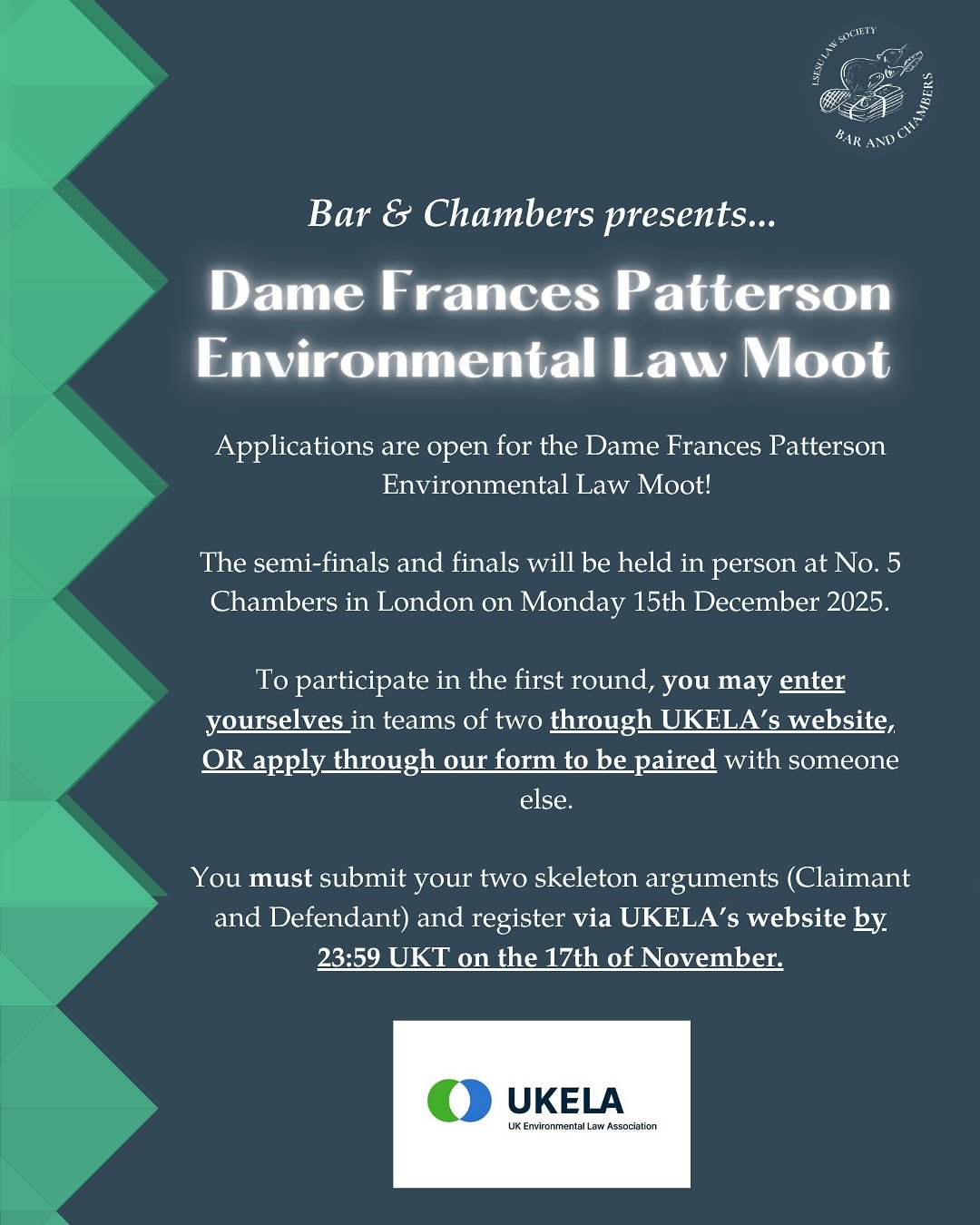 📢Calling all mooters - applications are now open for the Dame Frances Patterson Environmental Law Moot! 

This is an externally run moot in which students can enter in teams of two. Any student who has not completed any prior professional training c