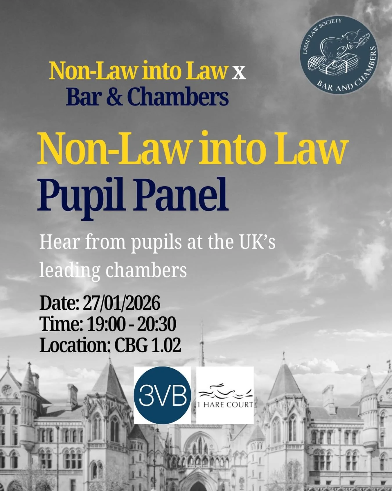 ⚖️ Curious about a career at the Bar?

Hear from current pupils at leading UK chambers 3VB and 1HC &mdash; all from non-law backgrounds &mdash; in an honest panel-style chat about their route to becoming barristers.

They&rsquo;ll share what advocacy