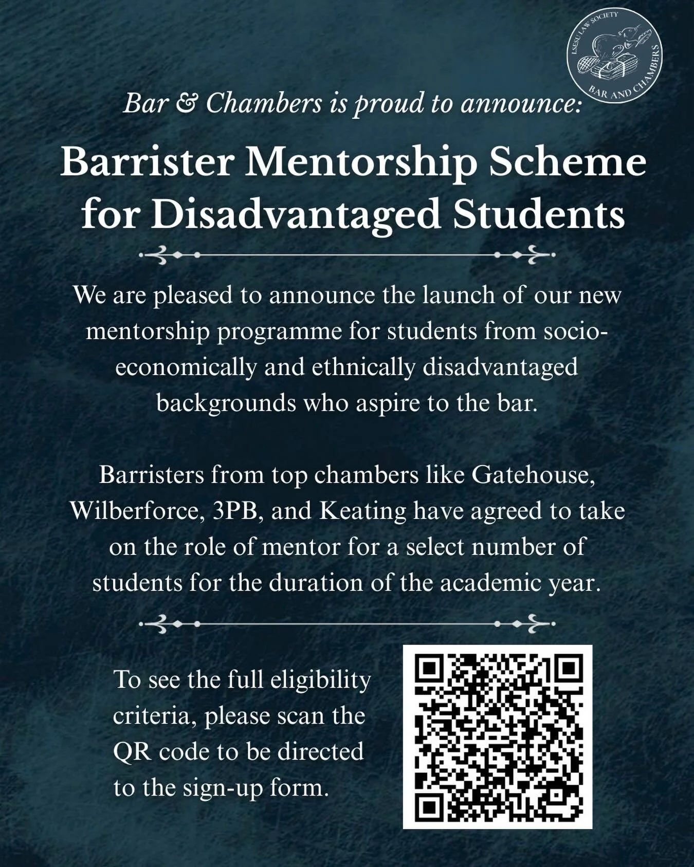 Thinking about a career at the Bar but unsure where to start? 

Our new Barrister Mentorship Scheme pairs aspiring barristers from disadvantaged backgrounds with experienced practitioners from leading chambers, aiming to widen access to the Bar.

Sca