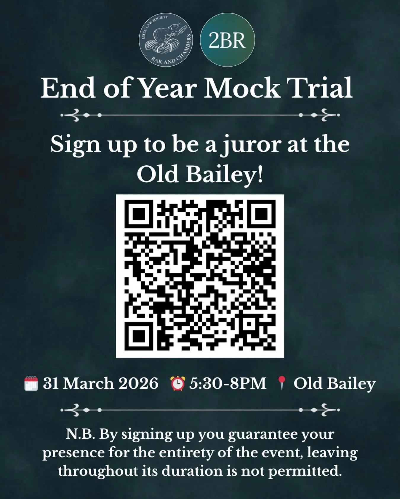 The final round of B&amp;C&rsquo;s end of year mock trial is approaching, and with it the opportunity to act as a juror in the Old Bailey!

🗓️ 31 March 2026
⏰ 5:30-8PM
📍 The Old Bailey

Please note that by signing up, you guarantee your presence fo