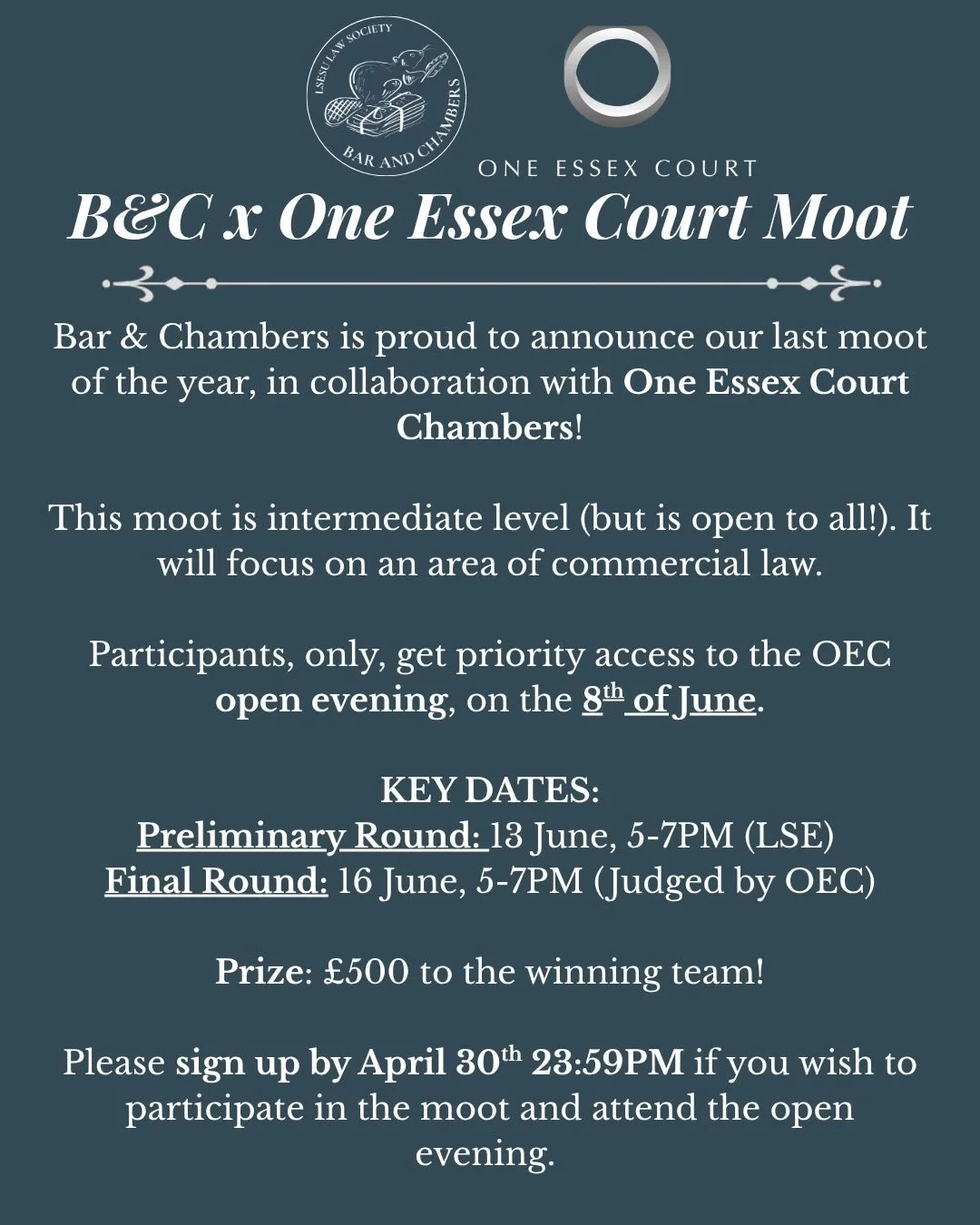 Bar &amp; Chambers is proud to present our last moot of the year, delivered in collaboration with One Essex Court chambers!

OEC is a leading set specializing in commercial disputes. Their work covers all aspects of domestic and international trade, 