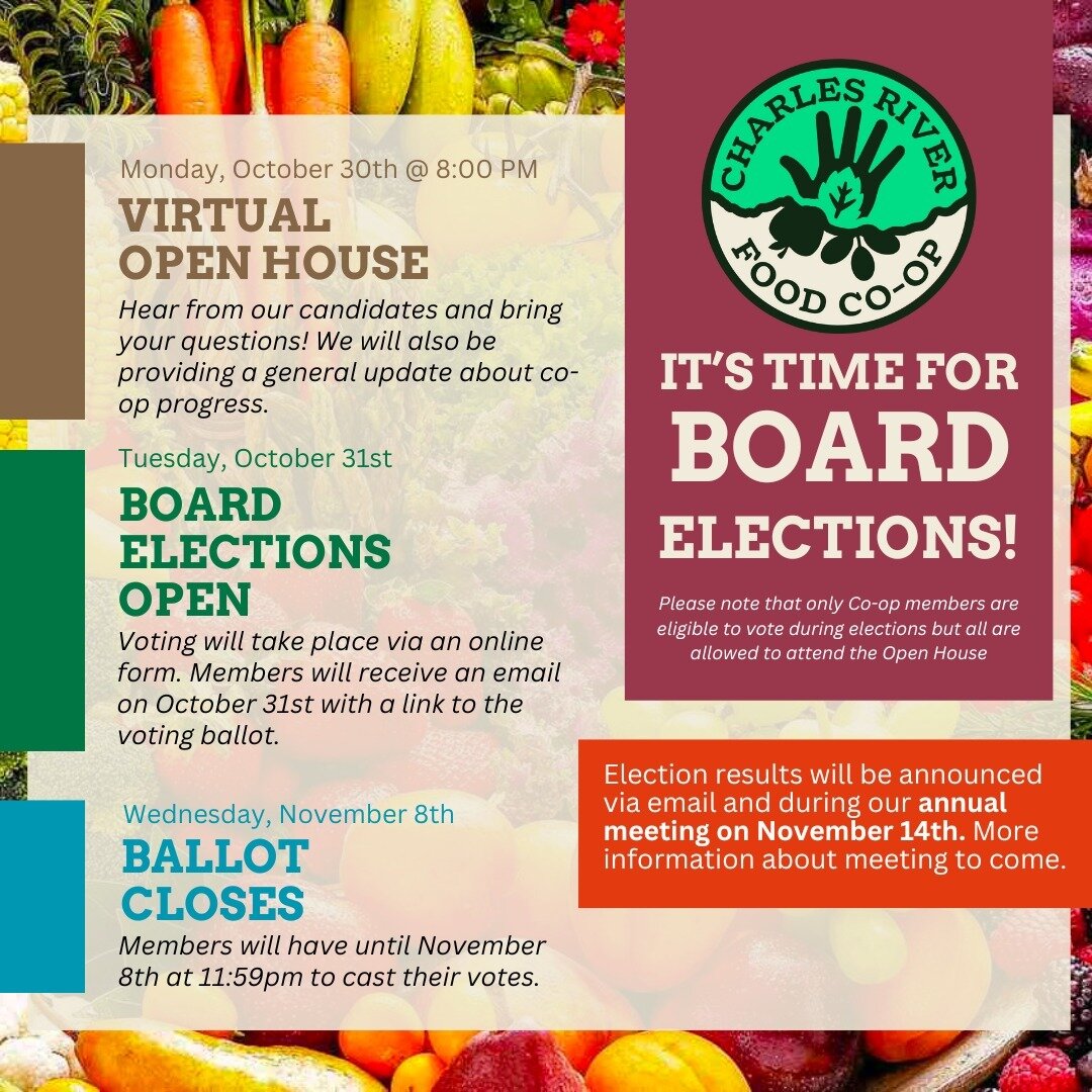 We're electing our new board and calling all members to votes...so mark your calendar! Although only members will be able to participate in voting for the next Board of Directors, the virtual open house is open to all. The Zoom link for the event is 