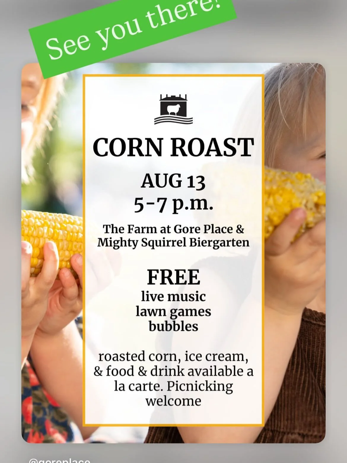 We'll be at the @goreplace 🌽Corn Roast 🌽tonight (Thursday, 8/13)! 

Swing by for a FREE evening of family fun, live music, lawn games, and so much roasted corn. Picnicking welcome! 

@goreplace #watchcity #eatlocal #cornroast #walthamma #walthamcom