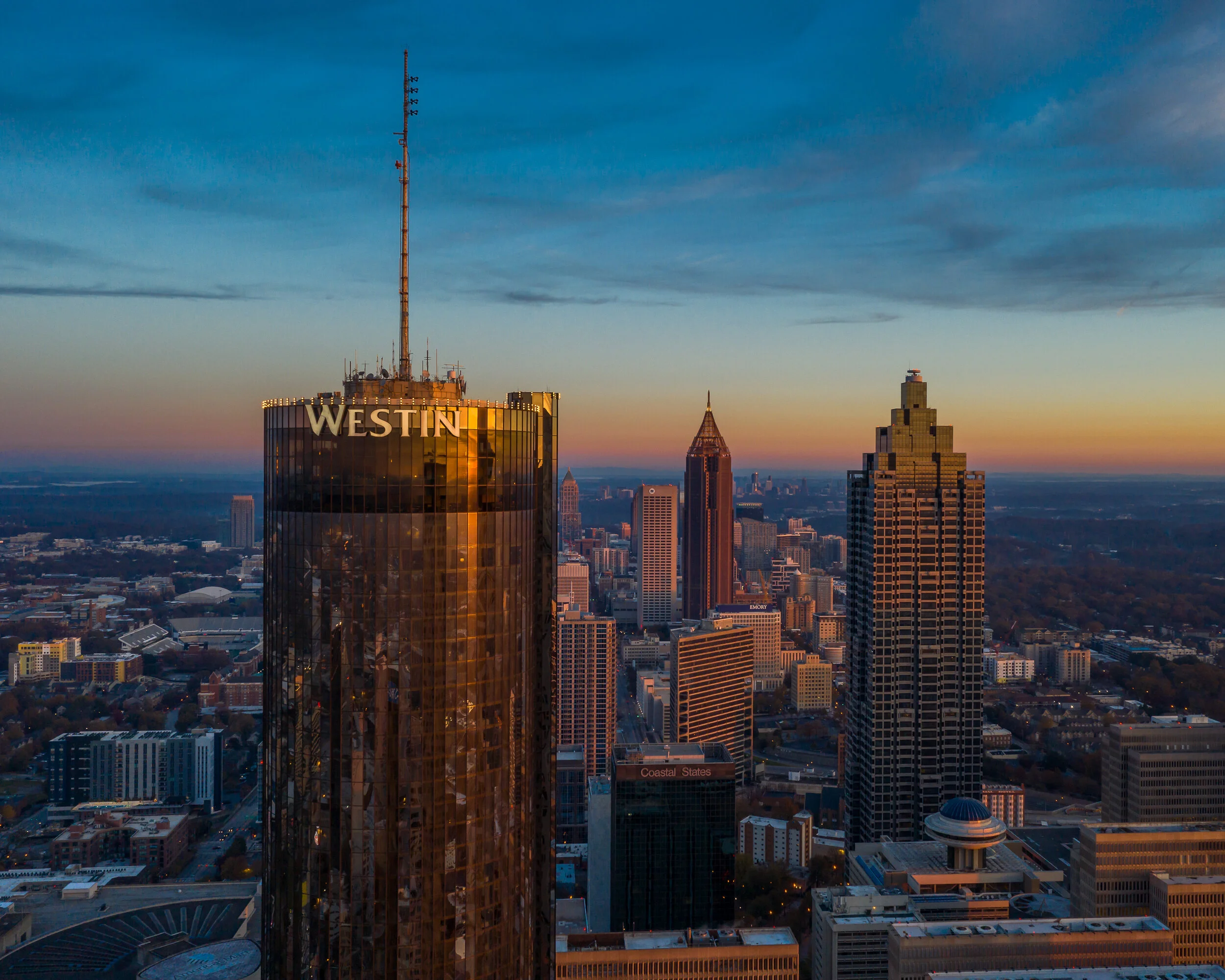 Westin Peachtree Plaza Aerial Sunrise