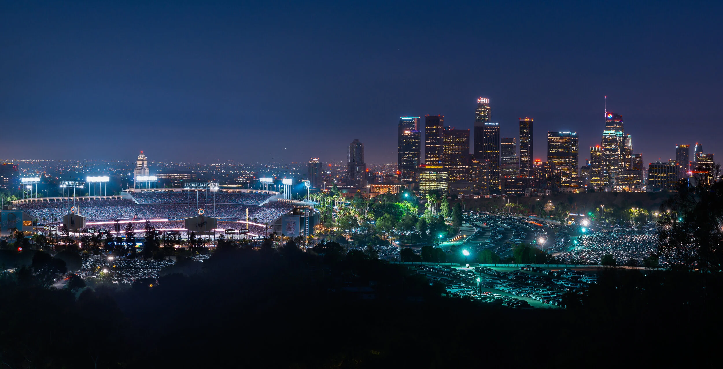 Dodgers Stadium Downtown Los Angeles Skyline