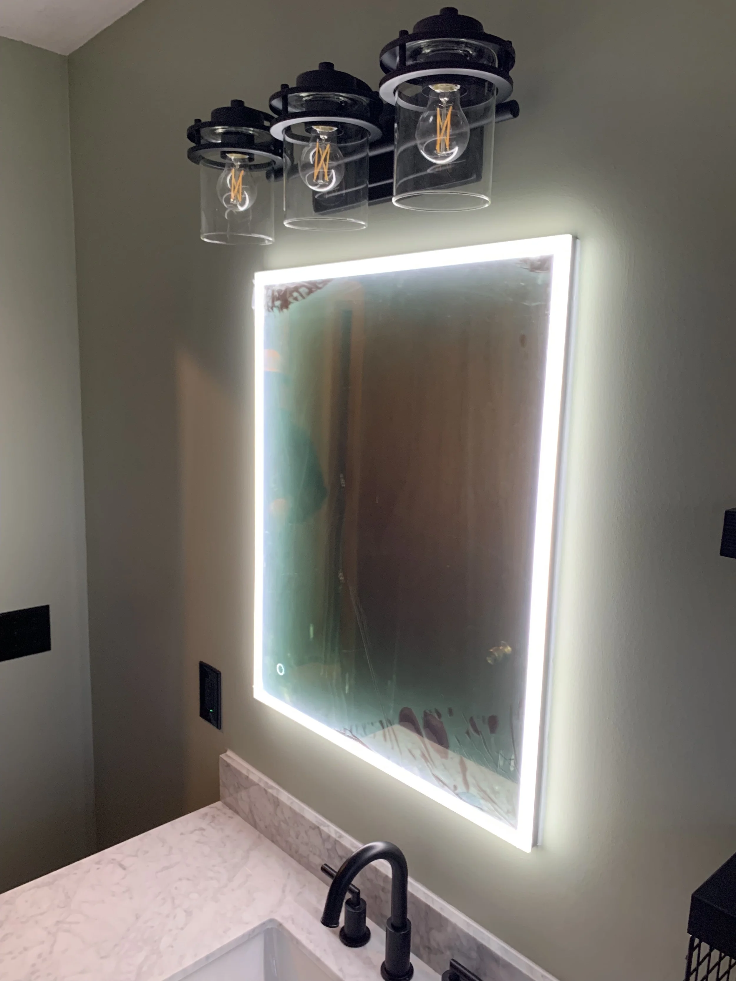 Upgraded Mirror, Lights, and Vanity