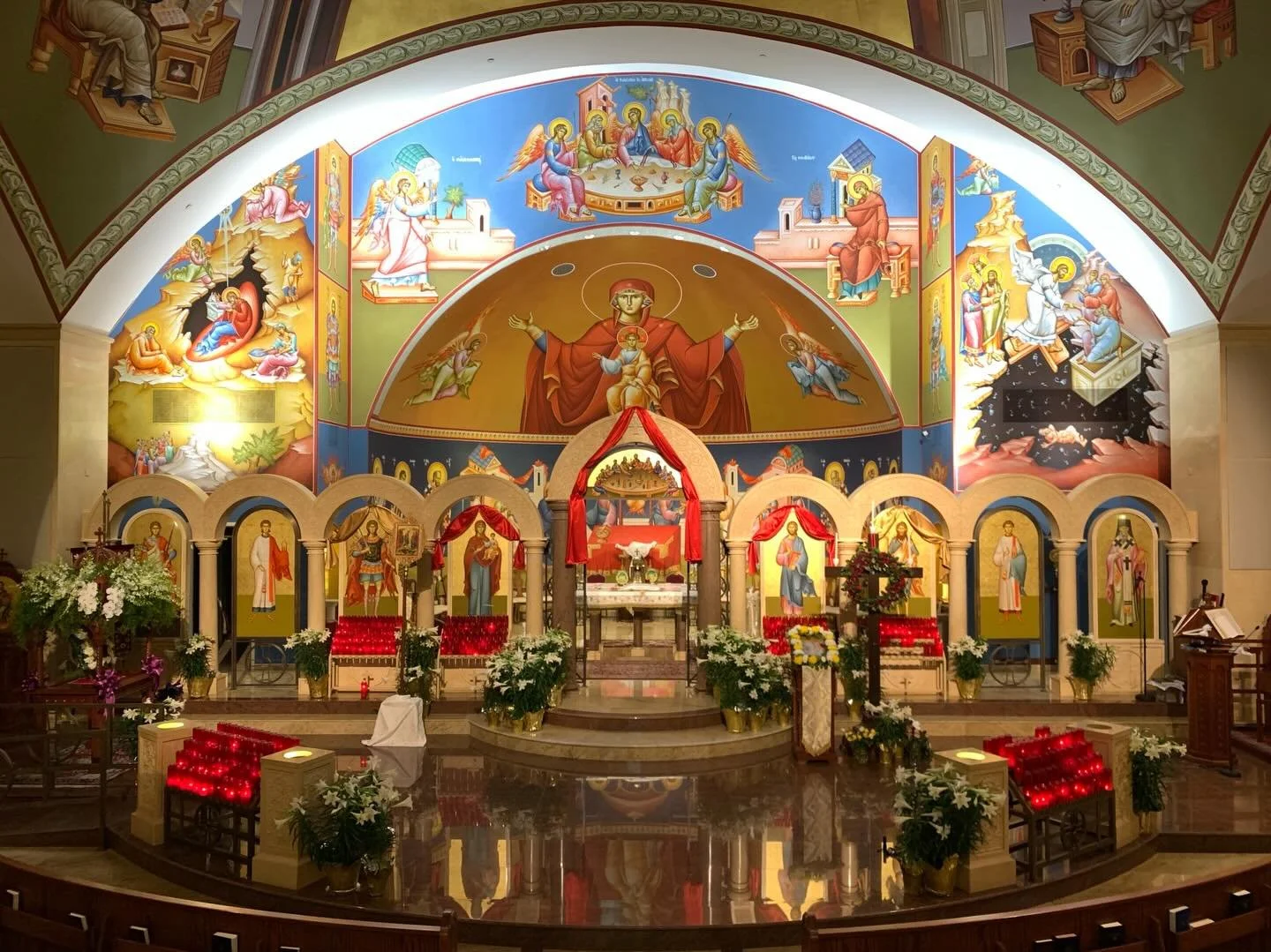 The Archangel Michael Greek Orthodox Church, Port Washington, New York, Platytera, Altar and Icon Screen#iconography#icon#byzantineart#iconographer#tomclarkicons