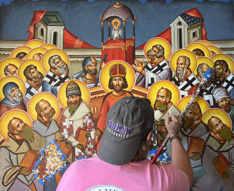 Tom working on ecumenical council icon.png