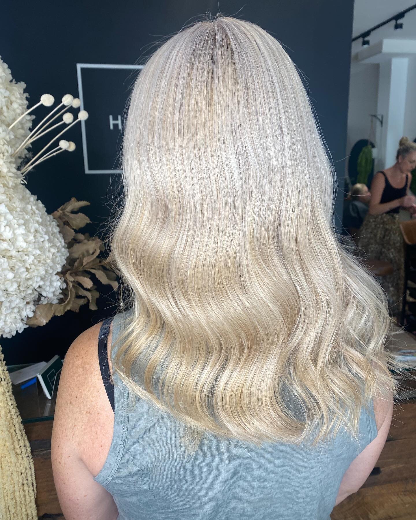 C O O L blonde ❄️❄️❄️ swipe 👉 for before .  This gorgeous client is transitioning from tint to foils - and it looks like it's done the trick ! No more brassy tones 🙅&zwj;♀️#hairfieldssalon #kirraweesalon #coolblonde #tinttofoils #keunecolor