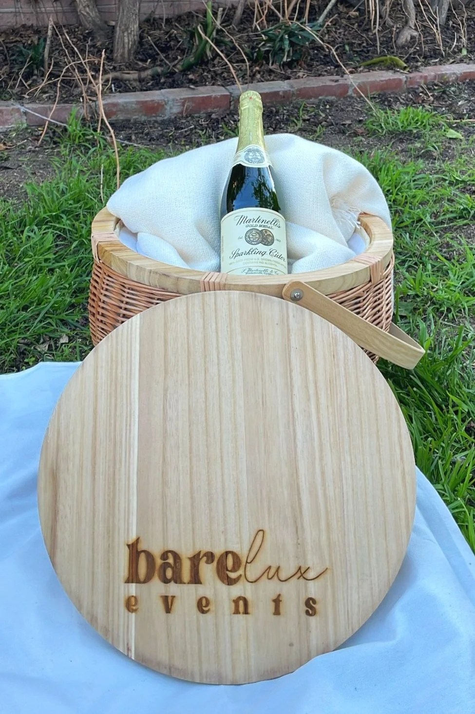 Sparkling Cider add-on in Bare Lux Events picnic cooler