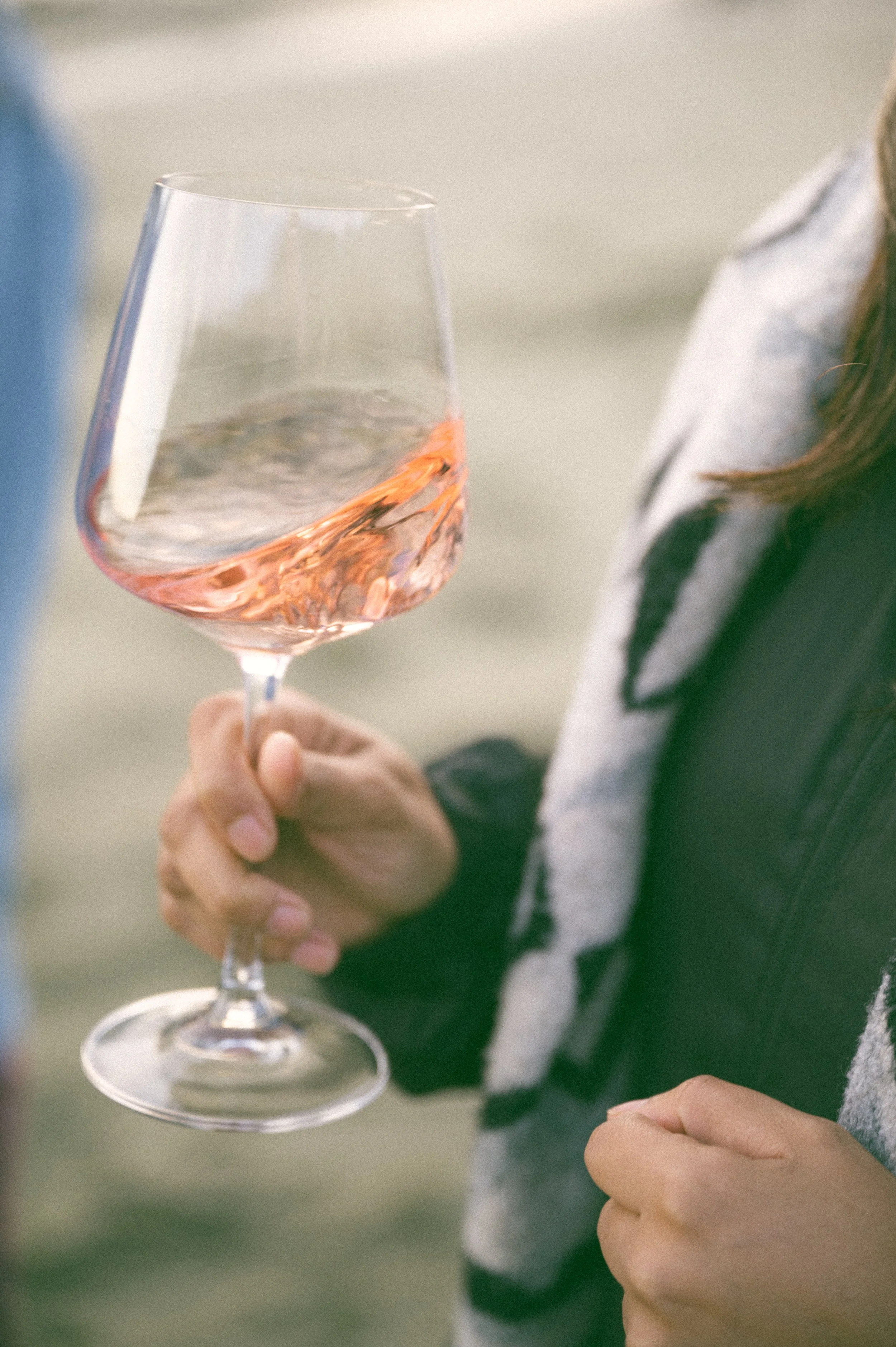 Rose swirling in a glass