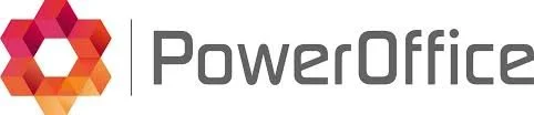 Logo av PowerOffice med hexagonale figurer i oransje nyanser.