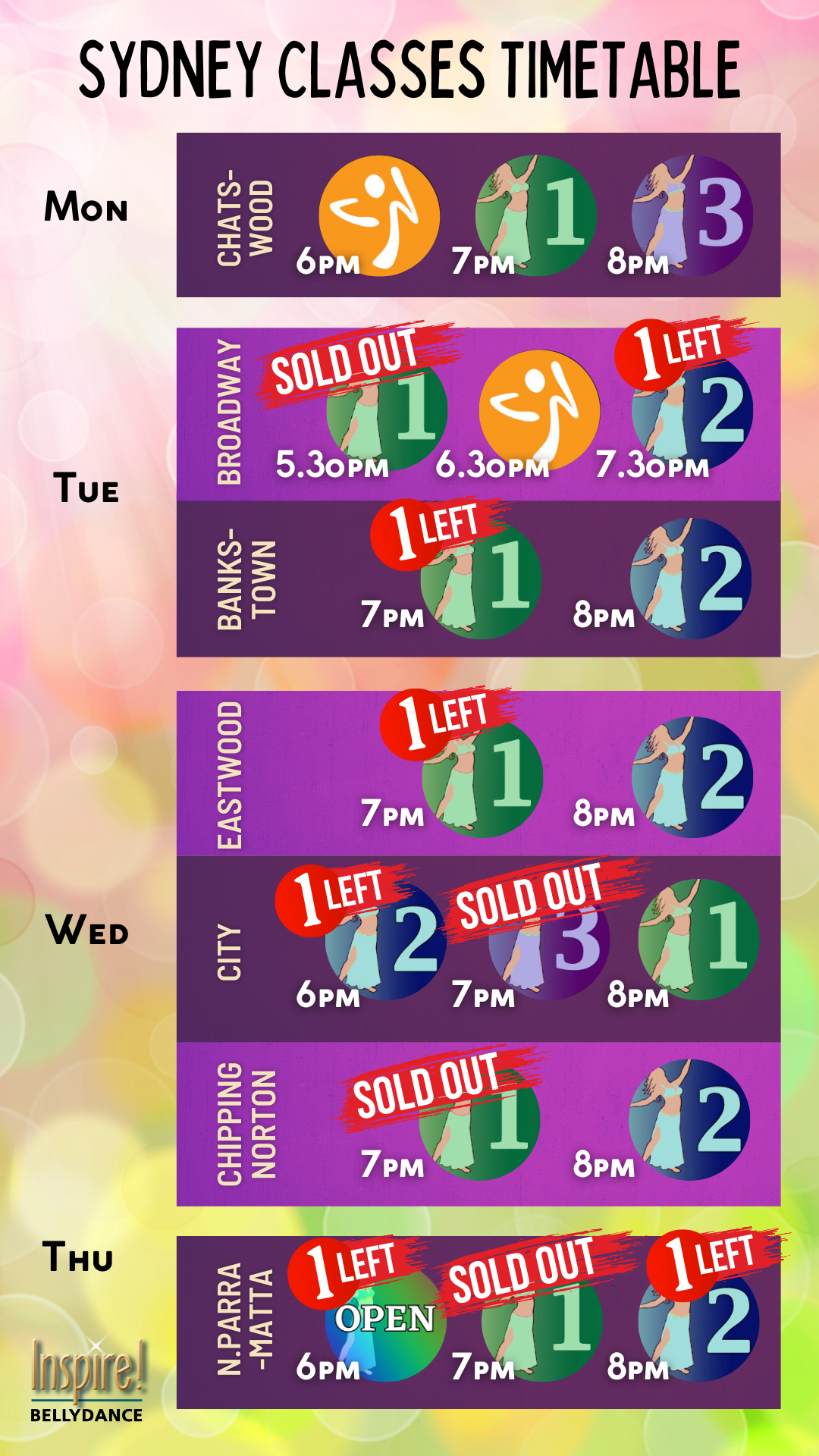 Studio Class Timetable