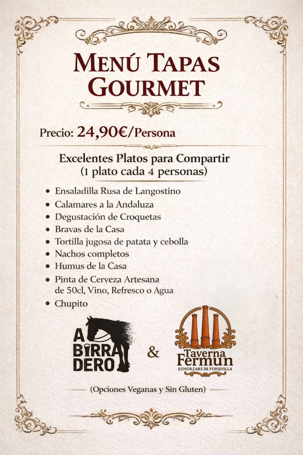Menú de Tapas Gourmet de Grupos