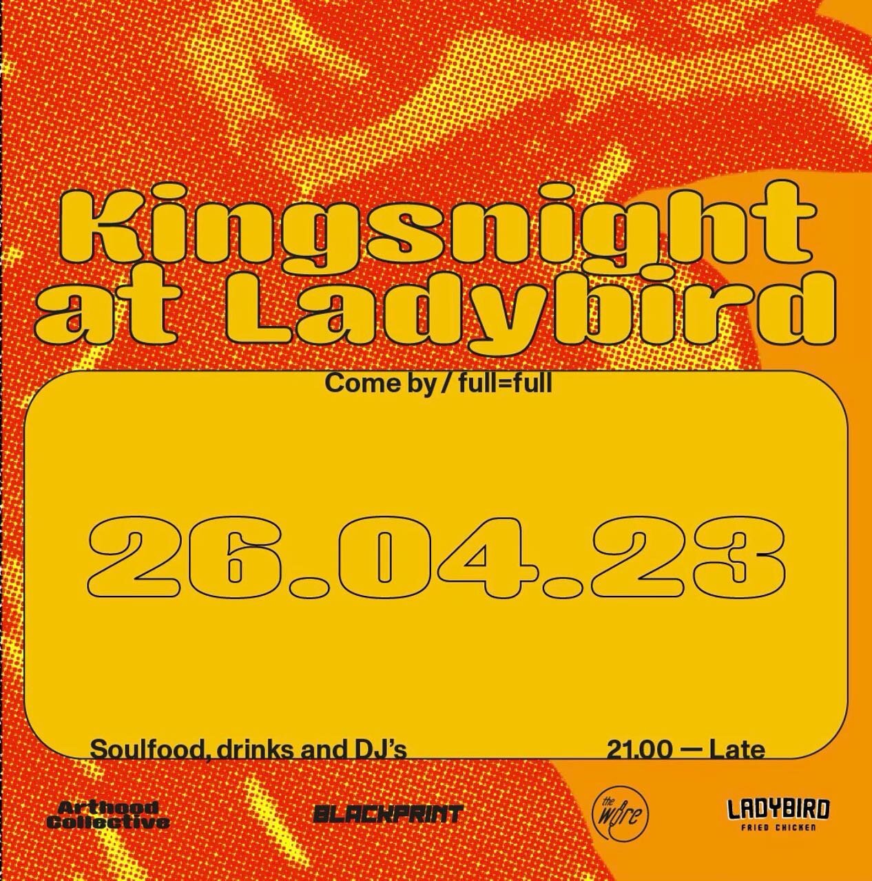 Kings night announcements!!!!
Ladybird and @arthoodcollective are throwing a house party !! Soul vibes all night ! The kitchen is cooking up the Fried chicken and the bar is getting wavy with the drinks ! Come through if you know you know / full = fu