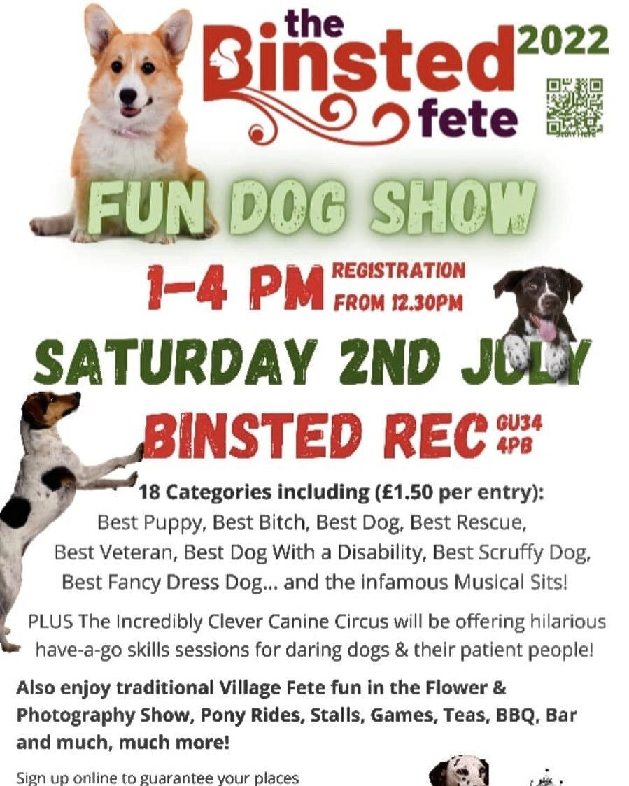 It&rsquo;s happening folks 💥 If you live within a wagon ride of Binsted (just off the A31 btwn Farnham and Alton) then come on down this Saturday afternoon to the infamous Village Fete and Dog Show where we will be running *free* have-a-go Circus se