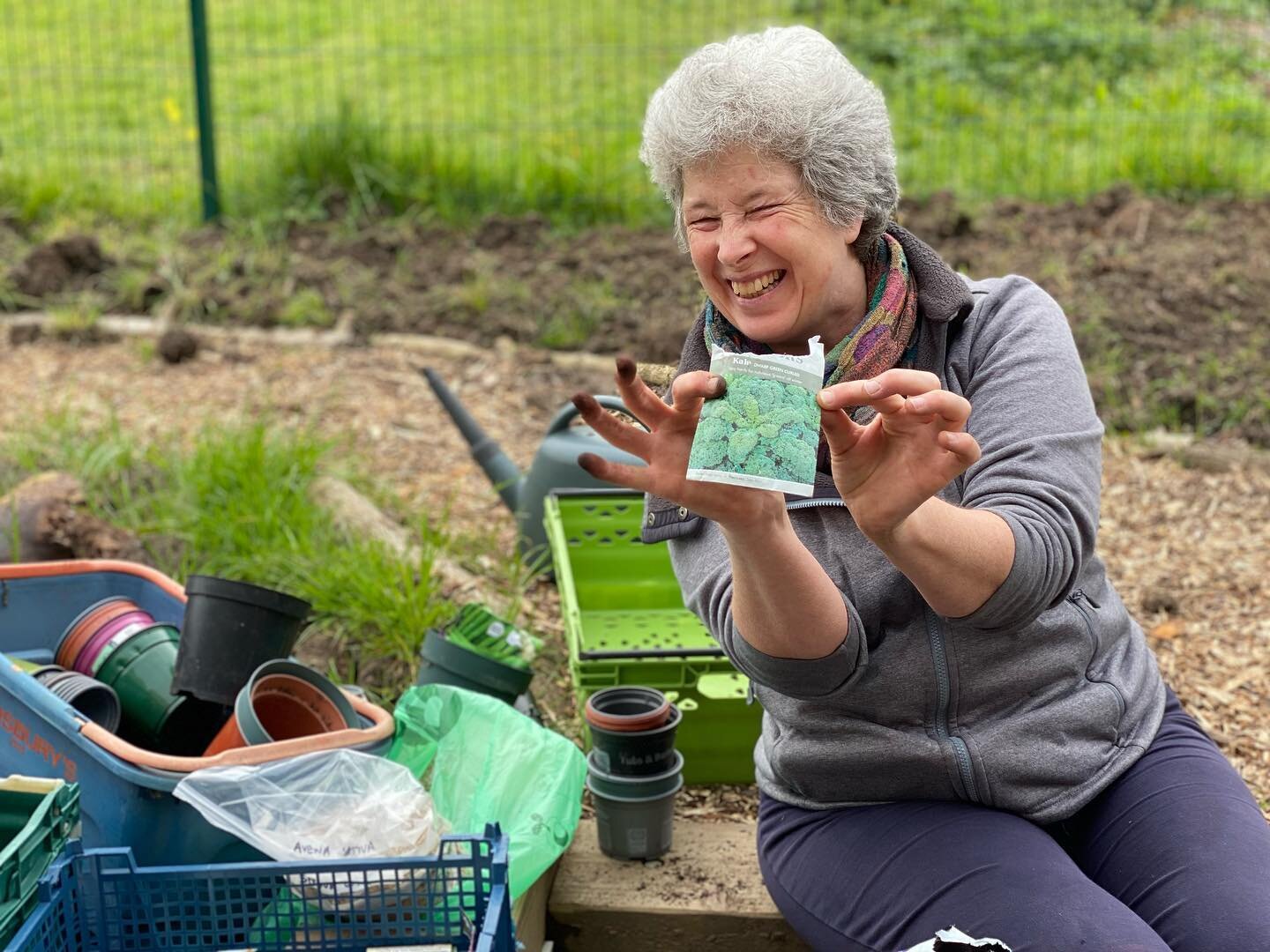 Meet Frankie! She is leading our garden group and is very excited about our planting!! If you want to join our group then just get in touch.