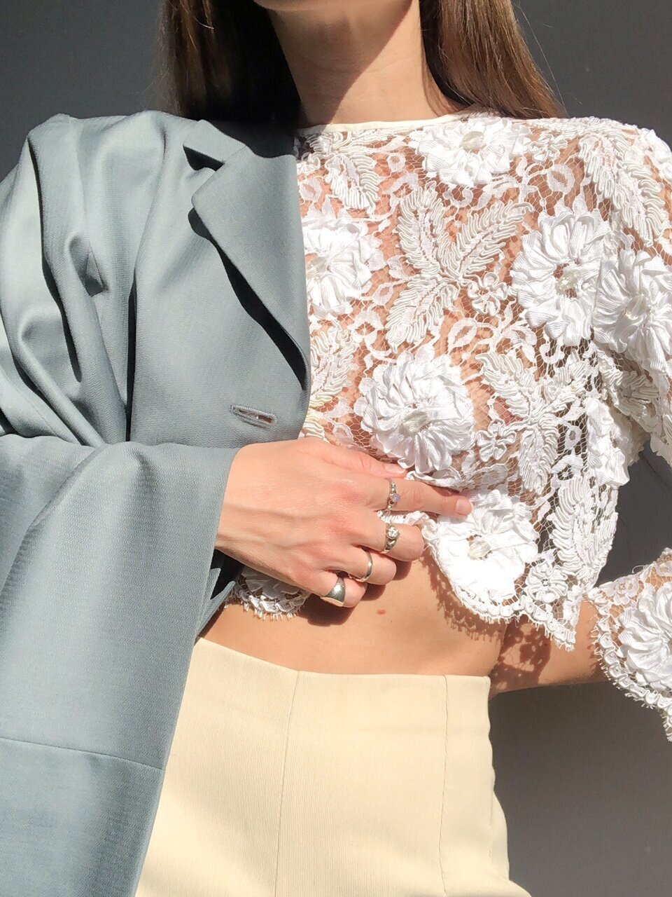 Top vintage pizzo bianco