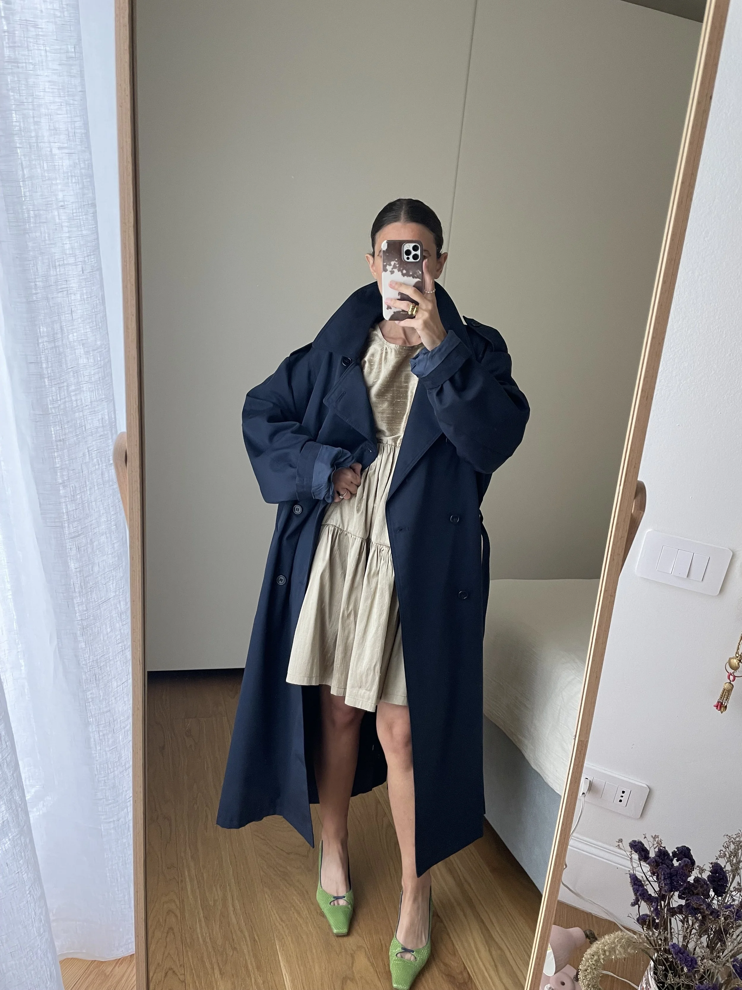 Maxi trench vintage blu mare