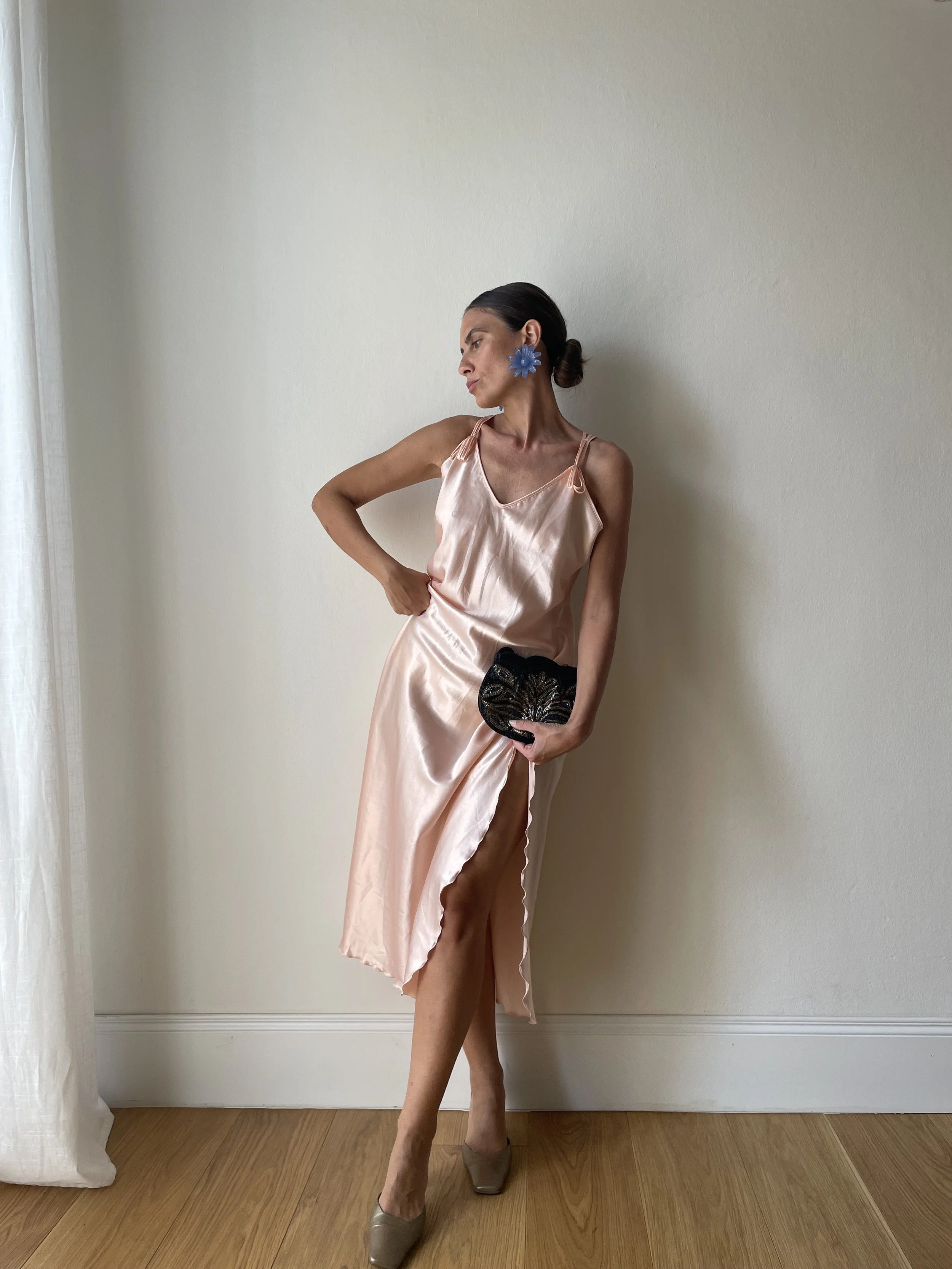 Slip dress vintage rosa satin