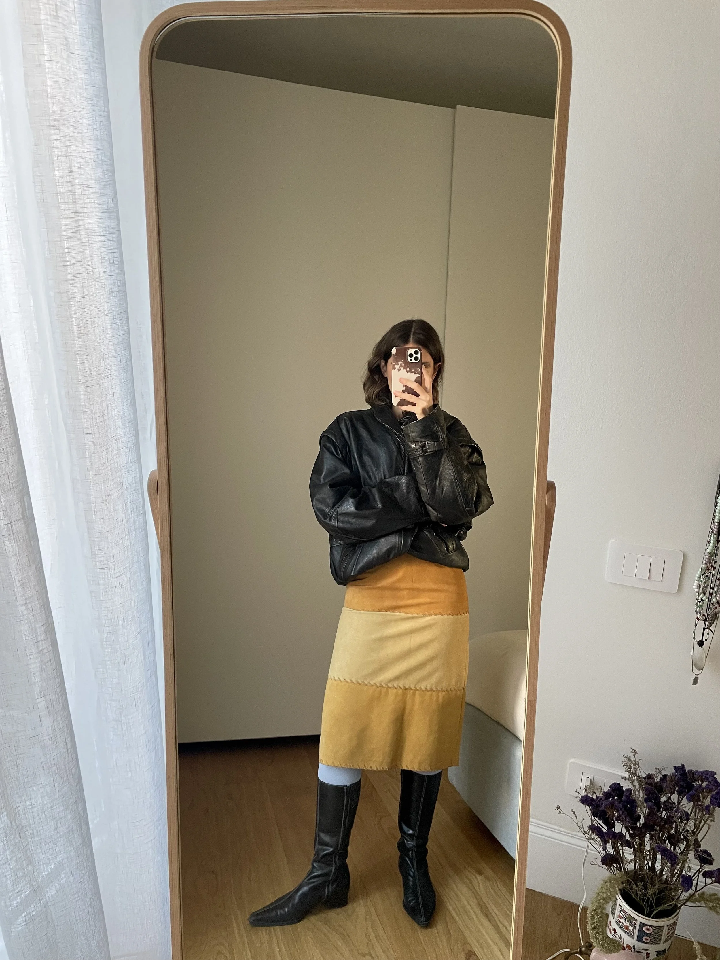 Gonna vintage in suede color block