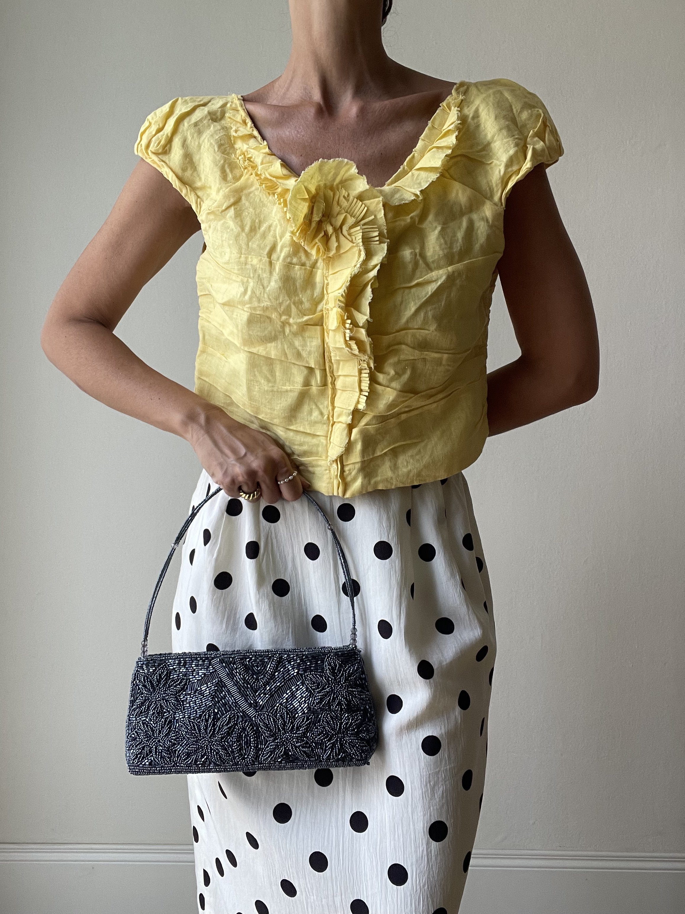 Top Ermanno Scervino vintage increspato con fiore