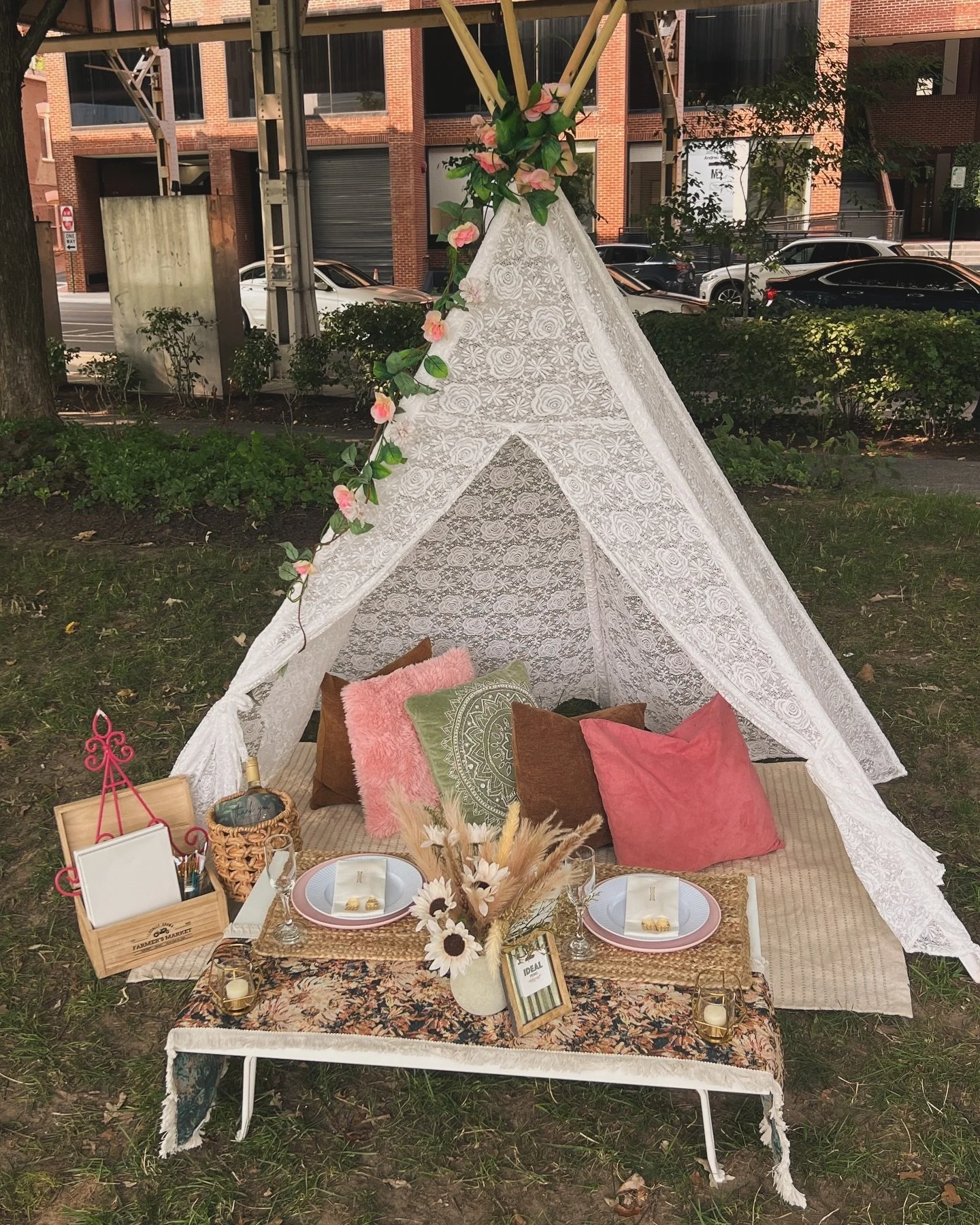 Sip n paint with a nice summer breeze is how you end the summer 💖✨🧺

Book a picnic as the weather is at its best peak! ☀️

#fyp #bohochic #bohopicnic #dc #dcpicnics #georgetowndc #love #pink #bohovibes #datenight #dcdatenight #summertime