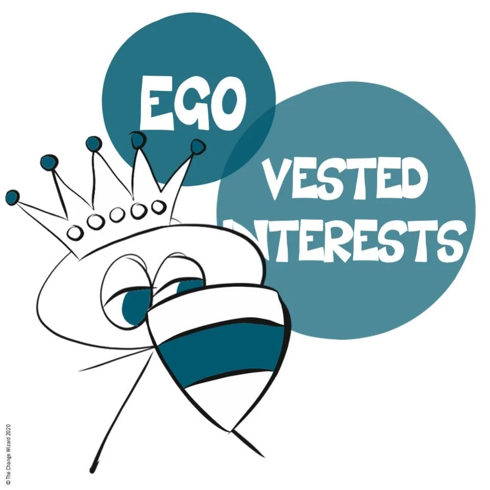 Watch out for Ego and Vested Interests, they can distract your change from its stated outcomes.

If you have ever had stakeholders tag along to a project because they see how it could improve their own agenda, keep your eyes open.

Do you have common