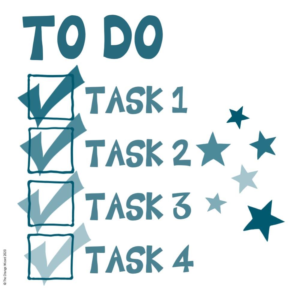 Measure your progress, it makes you feel good Small steps, task by task help you see how far you have come and each tick in the box triggers the reward synapses in your brain, releasing dopamine for that feel good factor.

The more we associate tasks