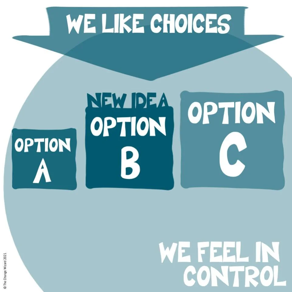 We like choices, they make us feel in control. We struggle without a reference point

When we feel out of control, pushed into a choice we hate it, it triggers a dynamic called Reactance.

If you have ever fought with a child over eating their vegeta