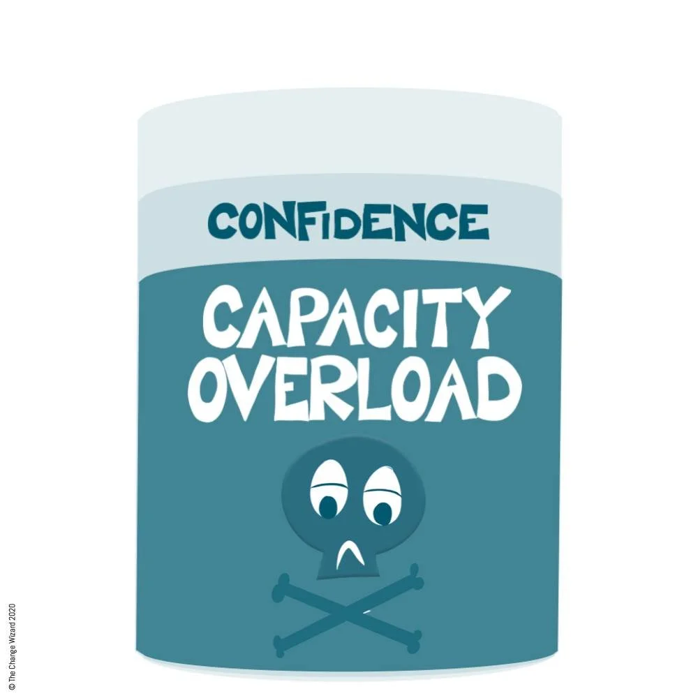 Increase capacity for change by building confidence.
 
Uncertainty adds to our mental overload, consider ways to reduce the overload.
 
One of these is to increase the feeling of confidence; that I am valued, and I am doing good work, that I can safe