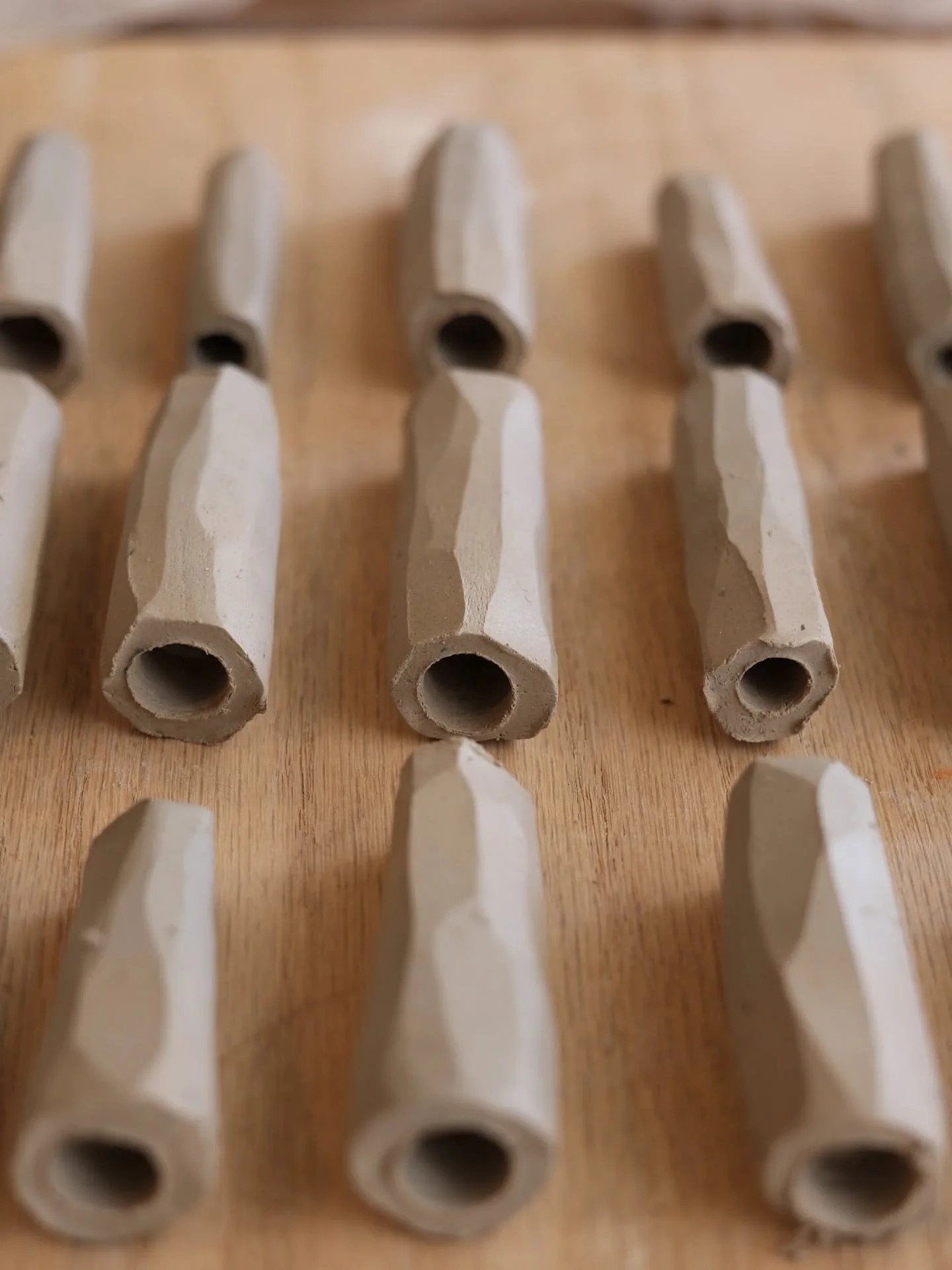 Here's a quick peek into boring holes into brush handles. These are single brush handles, so they'll only get one bunch of fibers rather than a brush that has multiple holes. I use a drill and a bit that is an appropriate size. For these little ones 