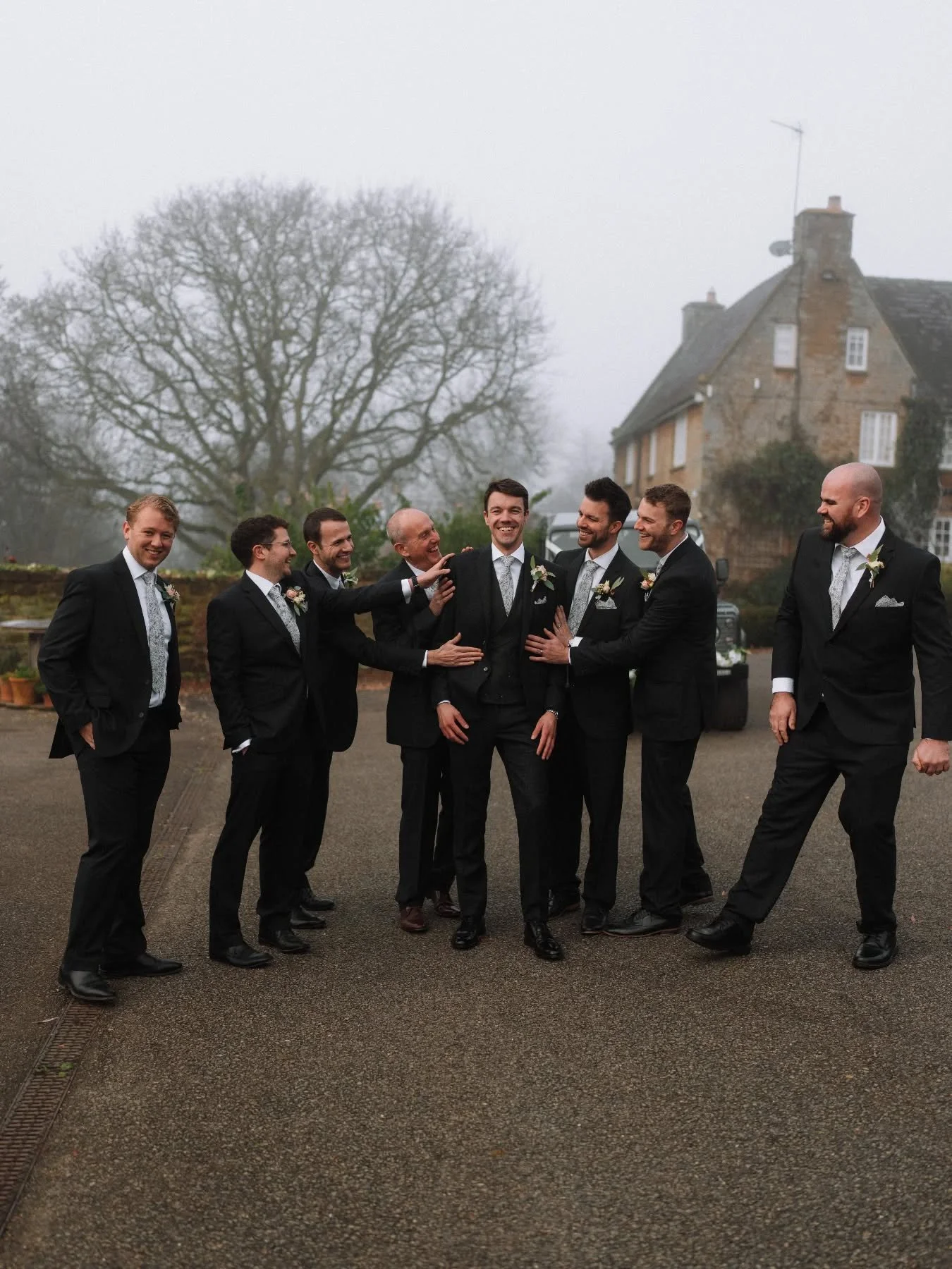 The guys, all ready for the ceremony.  On a misty &amp; very cold December morning!

Photo @ayellephoto
Venue @crockwellweddings

#groom #groomsmen #bestmen #buttonhole #suitideas #churchceremony #churchwedding #weddingday #winterweddingflorals #wedd