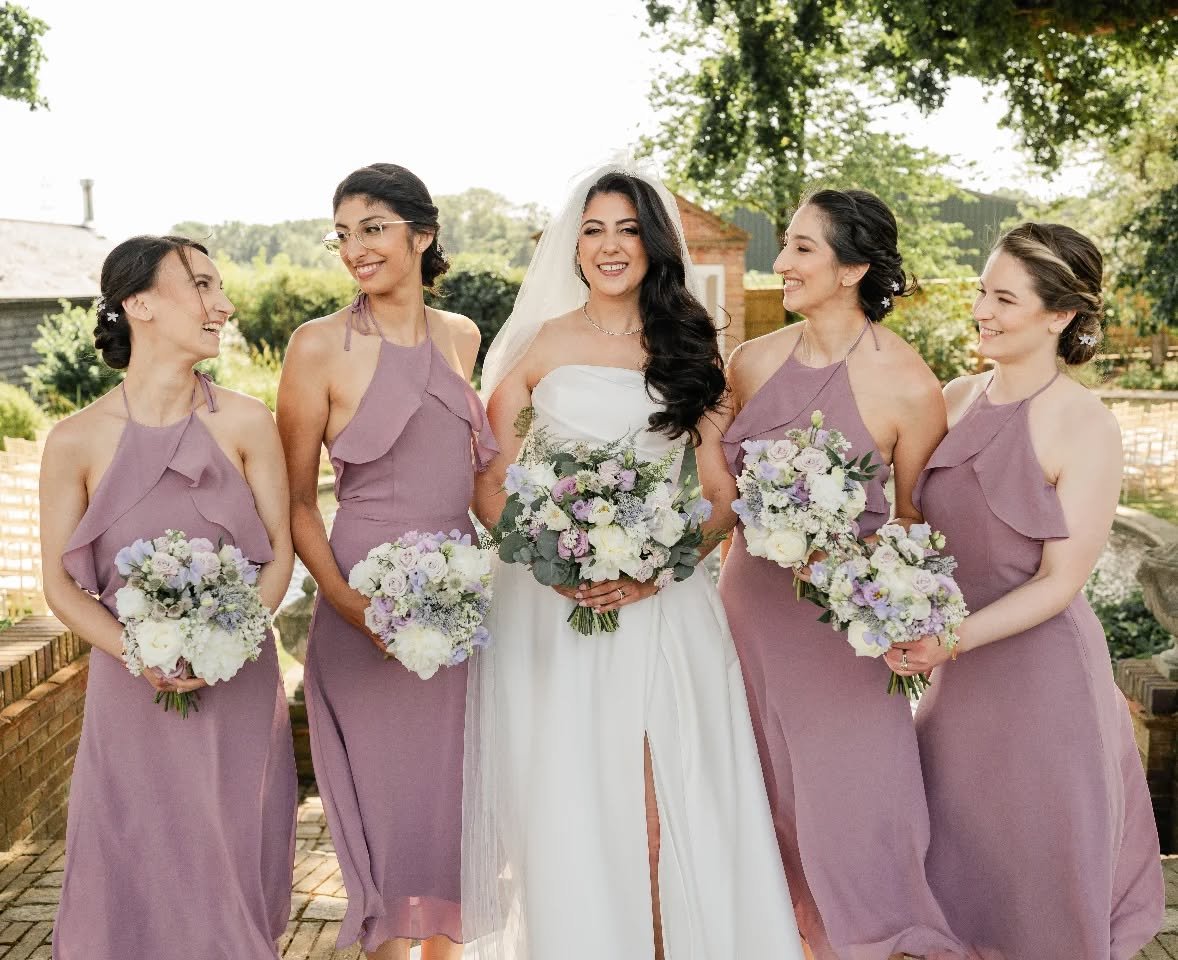 Beautiful Dominique &amp; her lovely bridesmaids. I love the dusky mauve coloured bridesmaids dresses with the lilac florals 🌸

The outside ceremony space @micklefieldhall is so pretty. This was a scorcher of a day. 

Photo @poppycarterportraits 

#