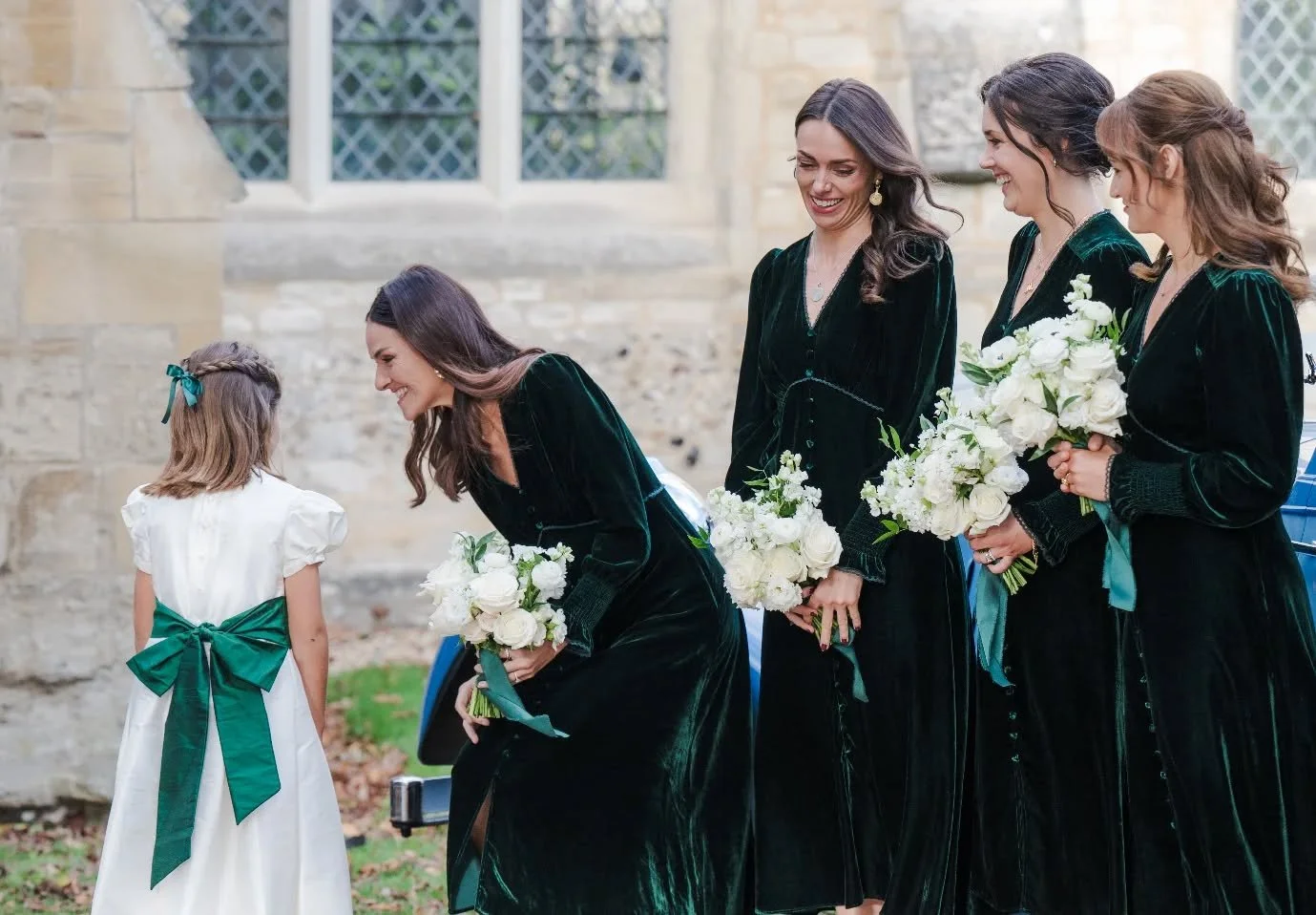 The girls, all ready for the ceremony to begin at the beautiful local village Church 

. How cute is the flower girl dress with the big bow &amp; matching hair bow 😍 

Photo @fountain_photography_ 
Hair @hairby_summerlangton 
Makeup @make_up_by_rina