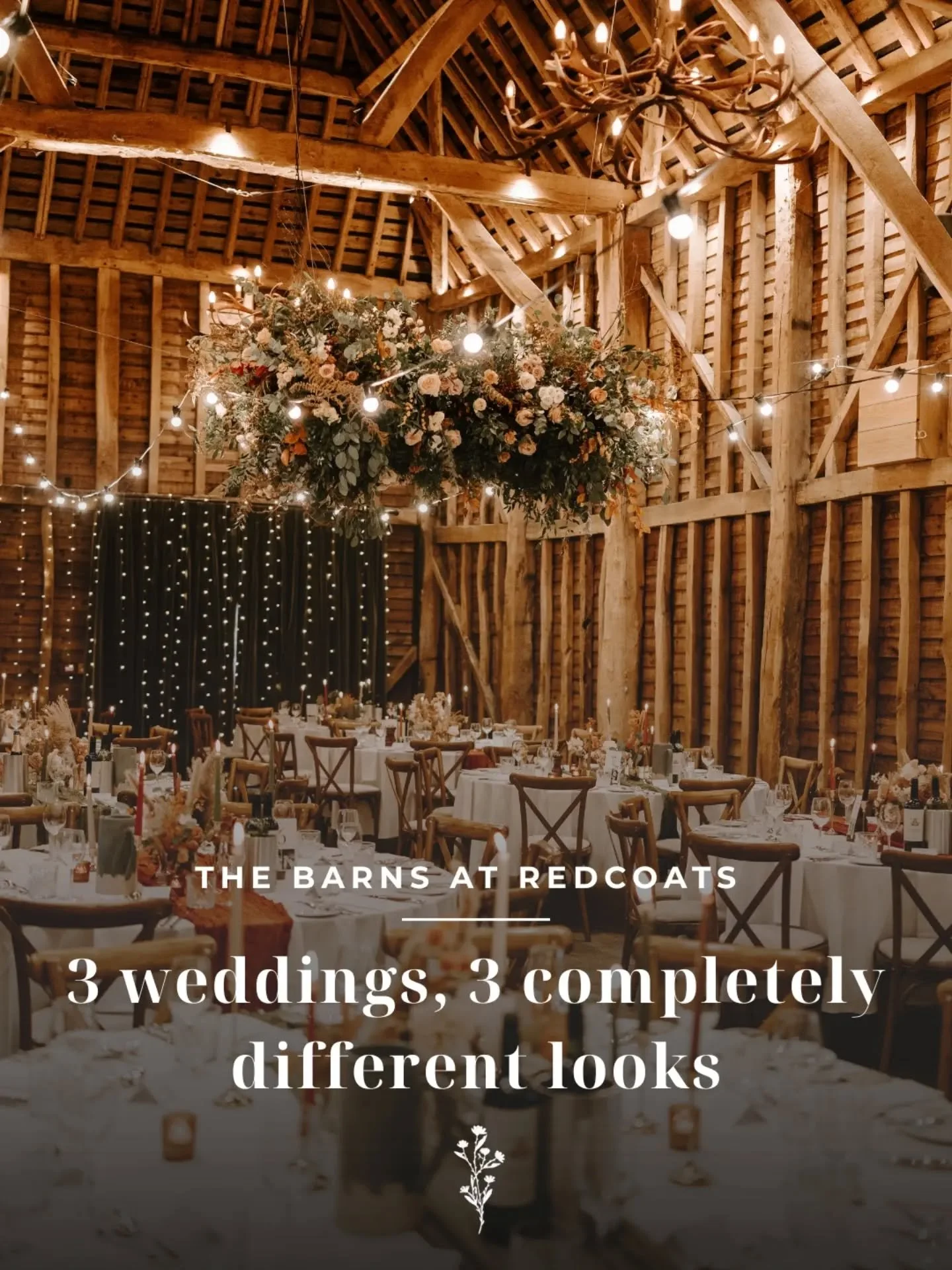 The same venue, three totally different reception set ups. You really can transform a space with your florals, Redcoats is such a stunning venue &amp; there are so many ways to decorate it! 

Cover photo @

#hertfordshirewedding #hitchinflorist #barn
