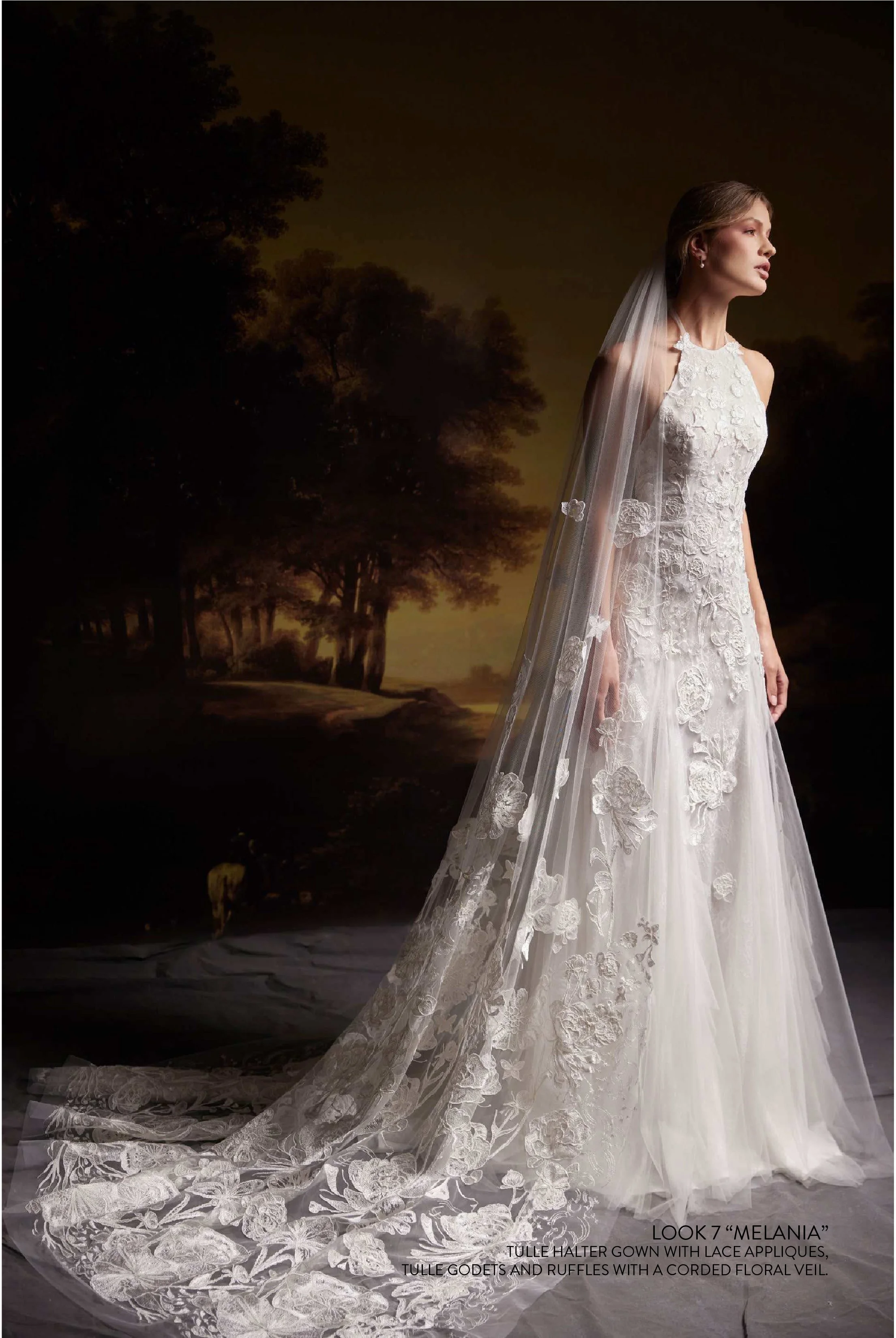 Melania veil long. Corded floral veil. 