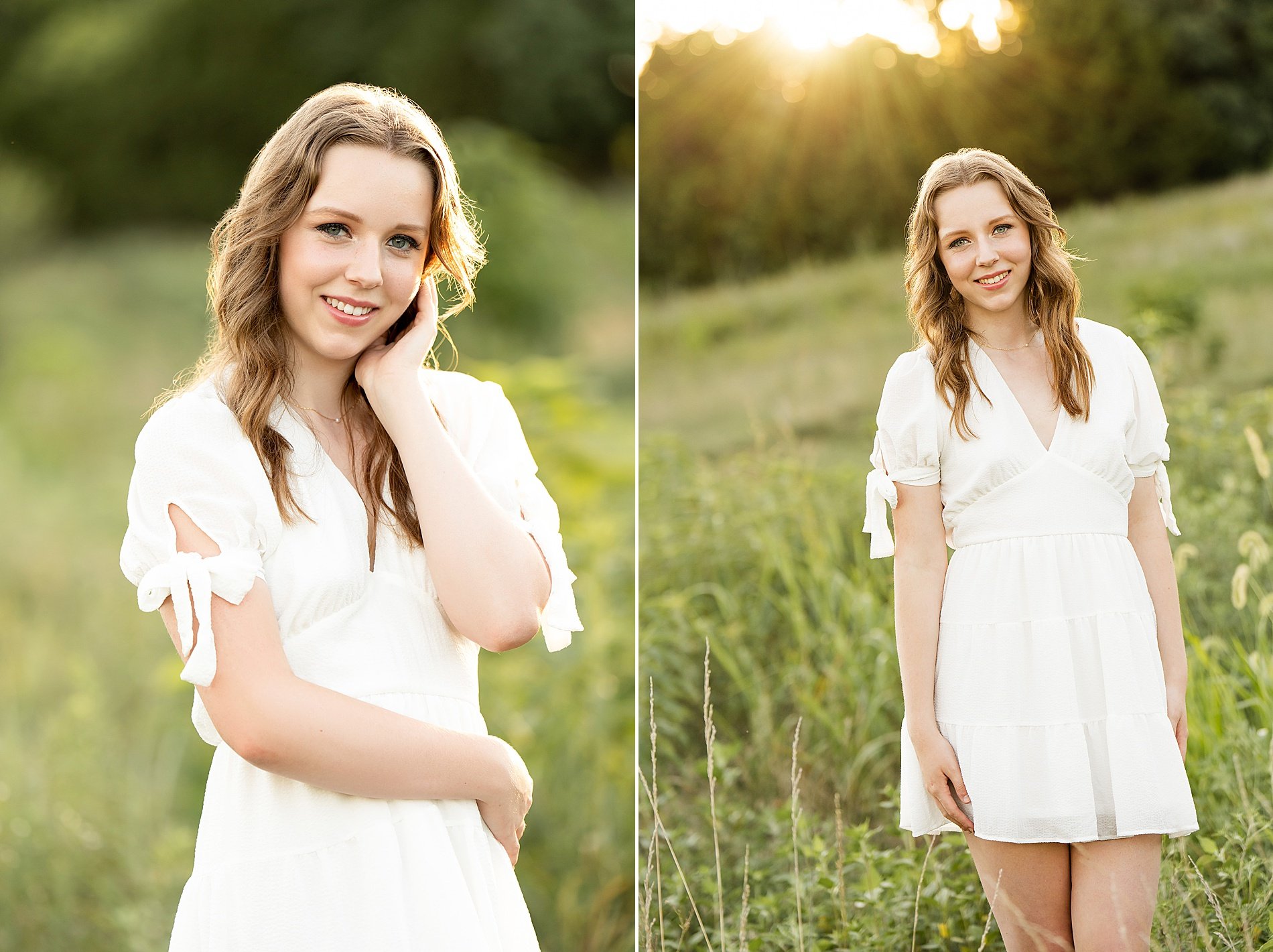  Summer senior portraits in field of tall grass 