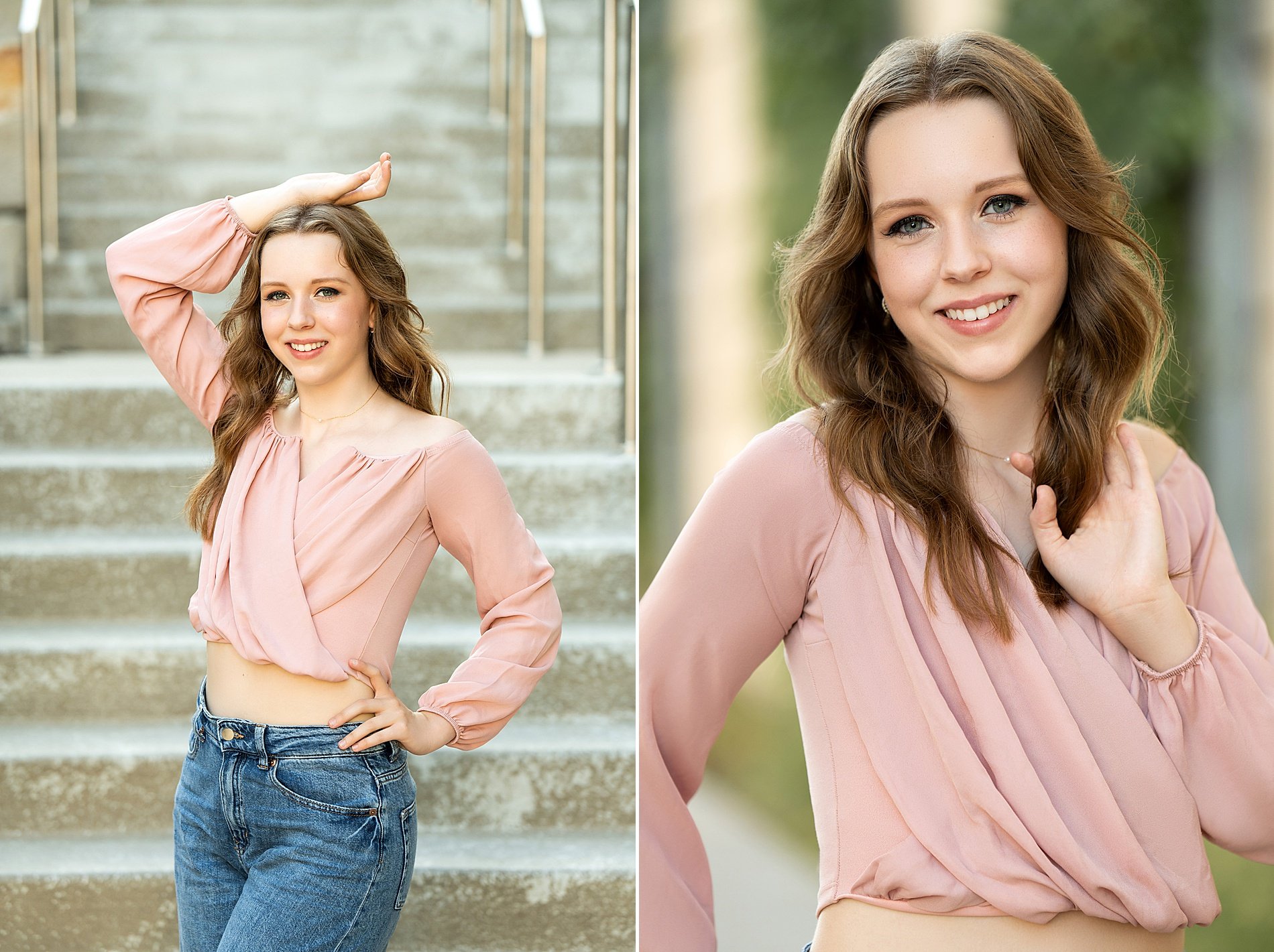   Kansas City Senior Spotlight of senior sitting on stairs  