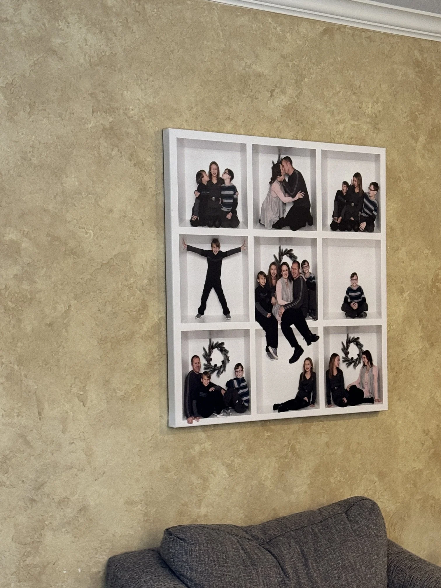  Framed senior and family portraits displayed in a client home by Aimee Geis Photography 