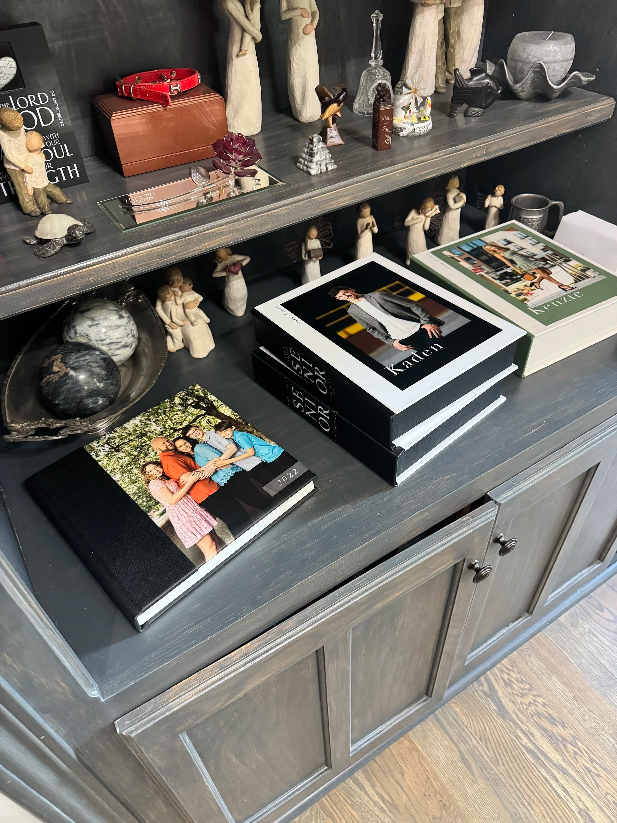  Heirloom portrait products displayed in a Kansas City family home by Aimee Geis Photography 