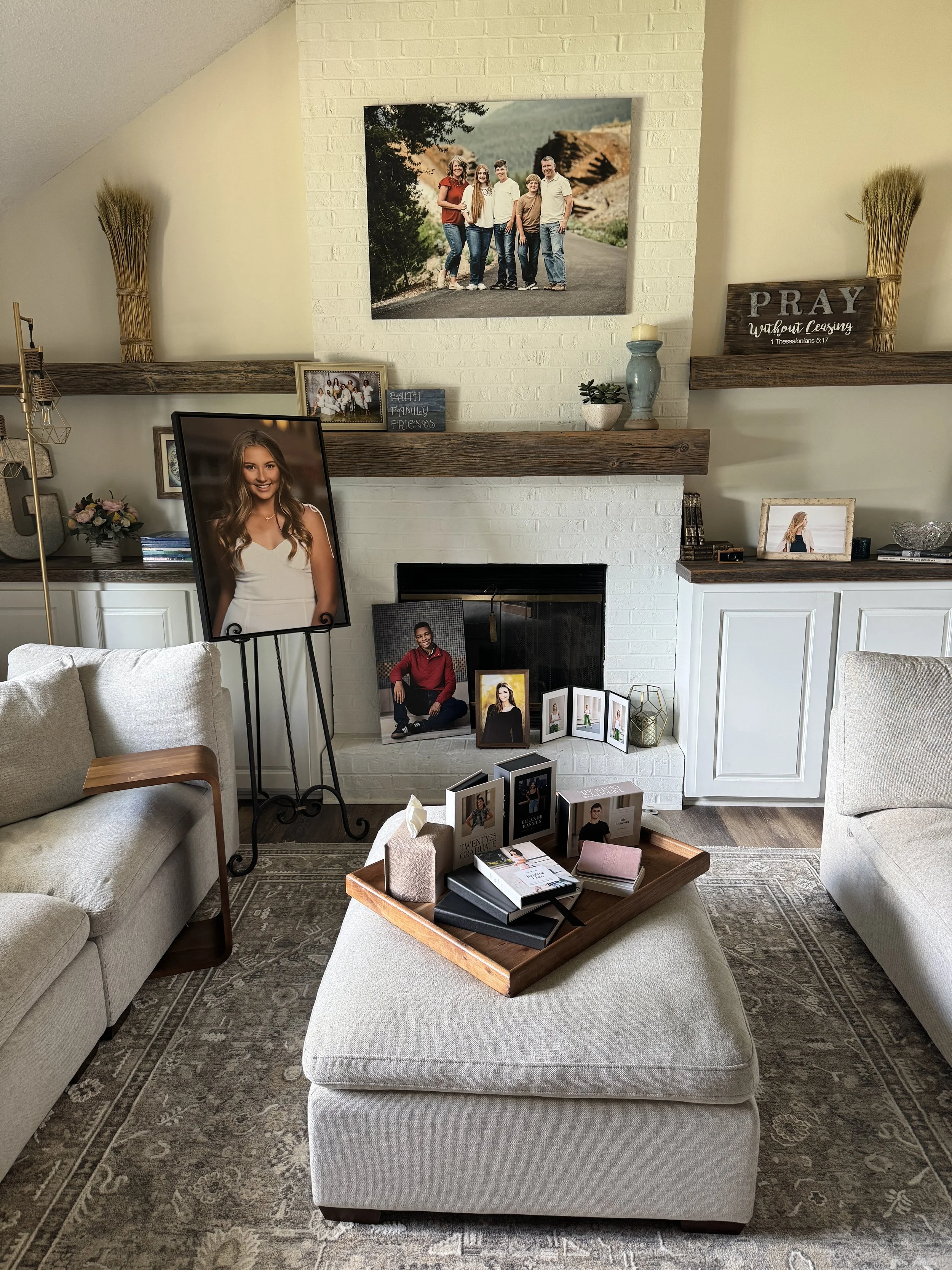 Senior portrait ordering appointment with wall art and album products at Aimee Geis Photography Kansas City