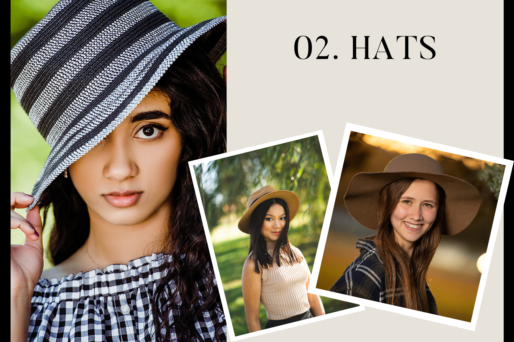 Accessories to bring to your senior session: hats