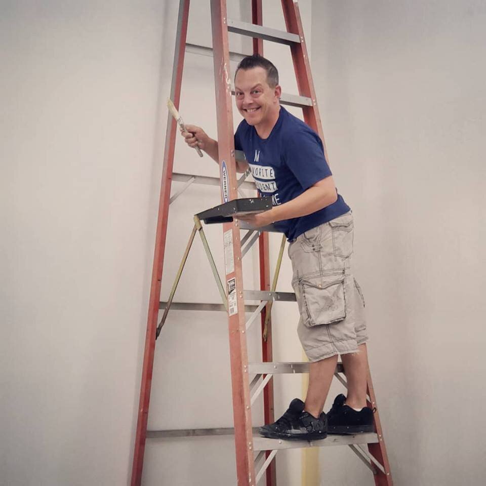5500 square feet and 14 foot ceilings = a lot of painting!